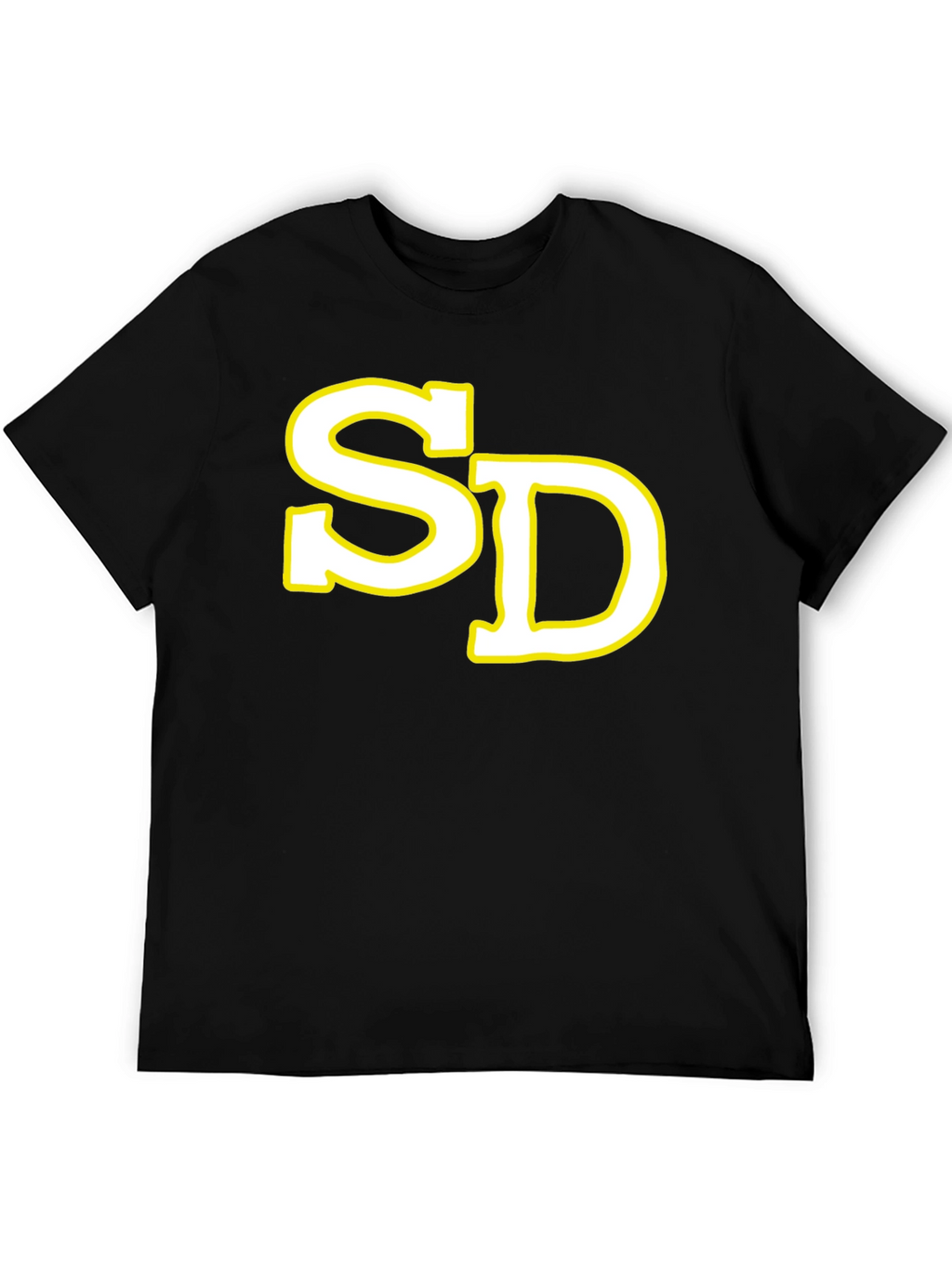 SD Initial T-Shirt - Black Cotton Blend Casual Tee