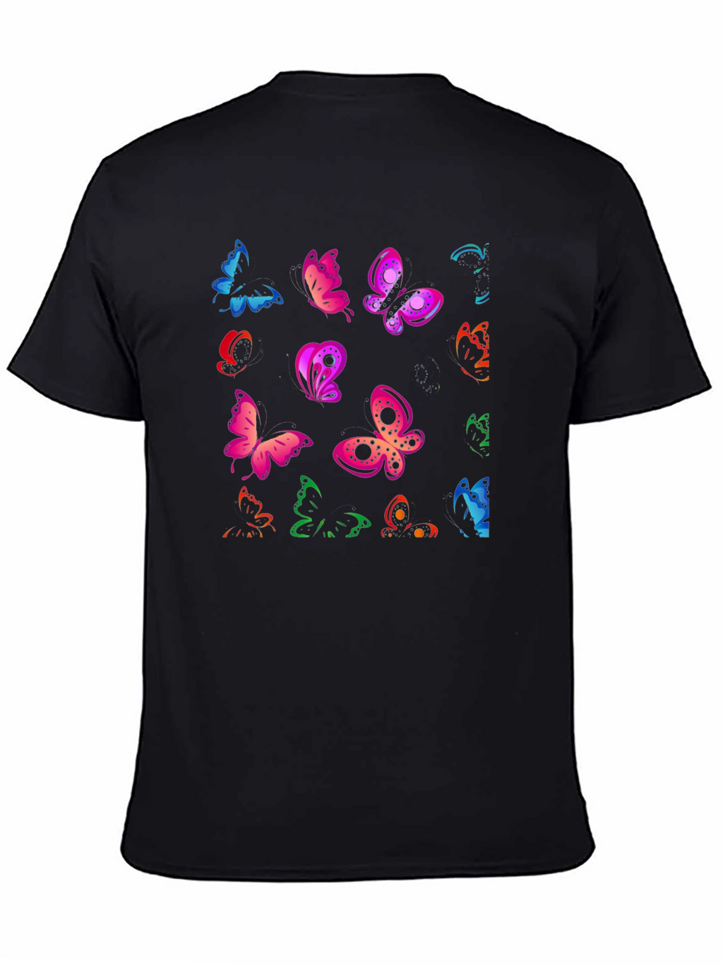 Butterfly Print Black T-Shirt