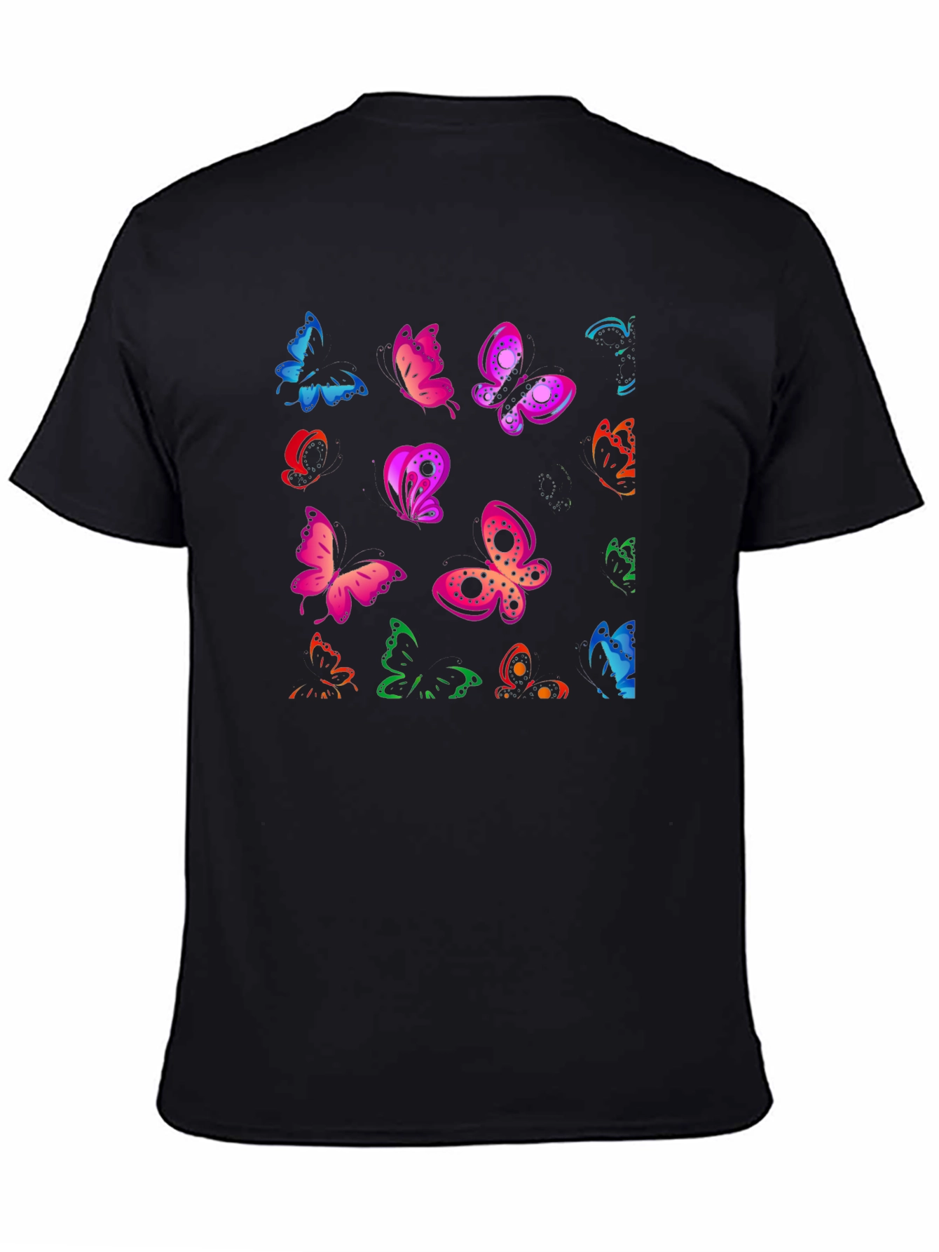 Butterfly Print Black T-Shirt