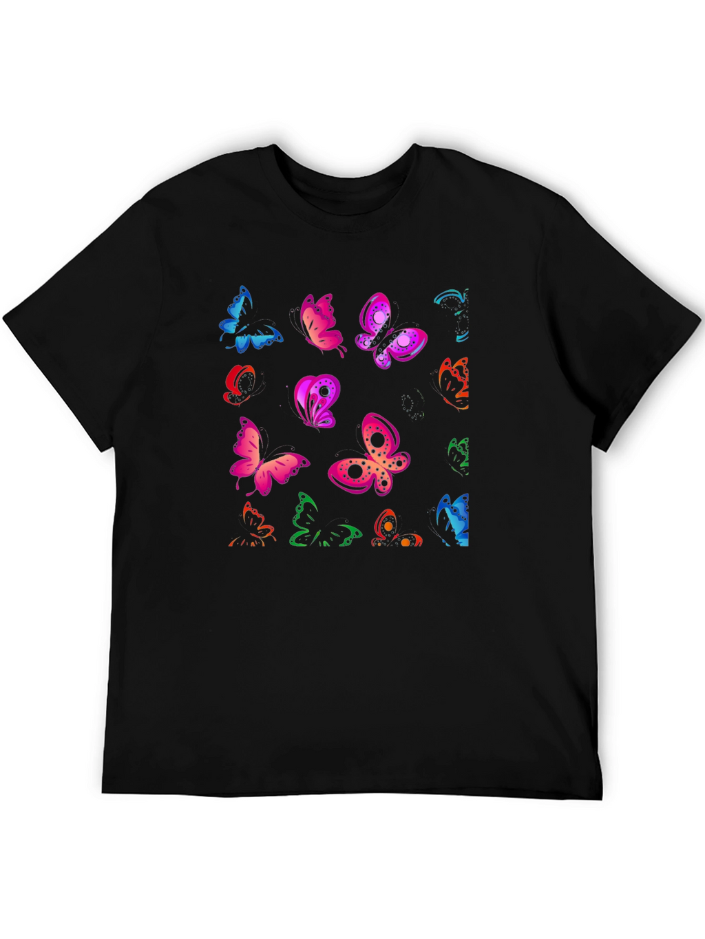 Butterfly Print Black T-Shirt