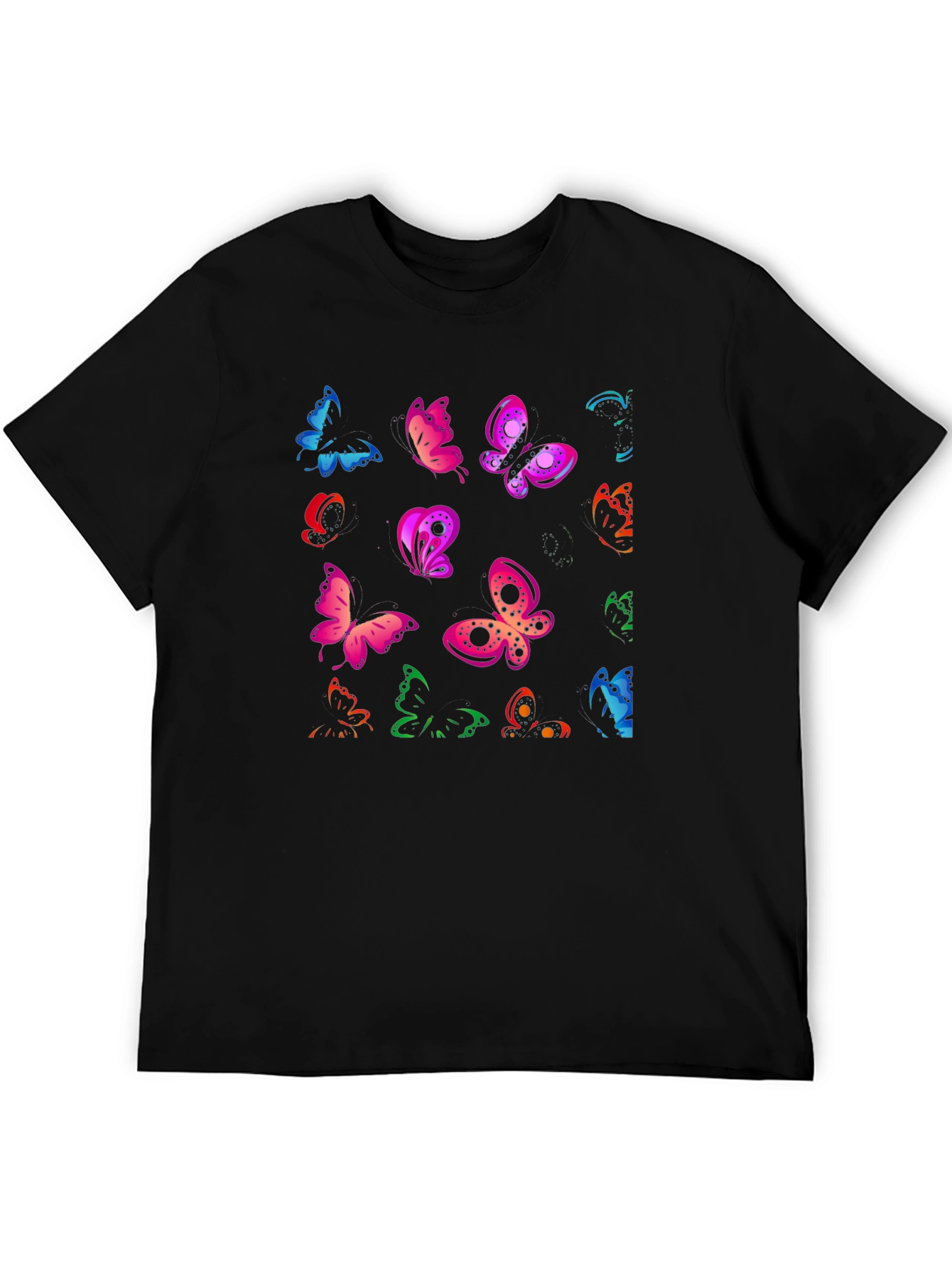 Butterfly Print Black T-Shirt