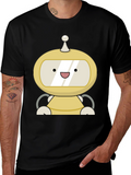 Cute Robot Graphic Black T-Shirt