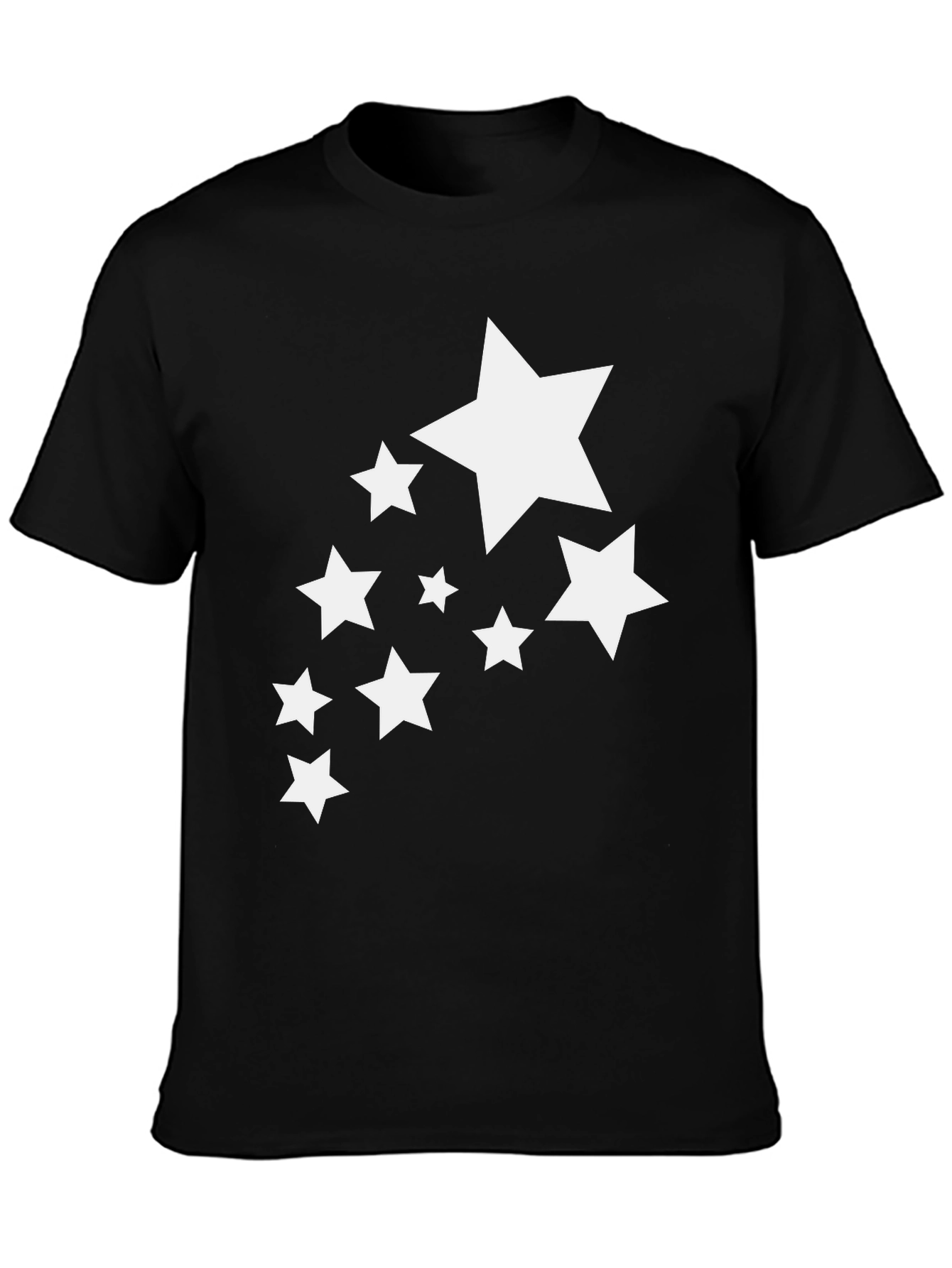 Stylish Black T-Shirt with White Stars Graphic