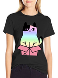 Rainbow Cat in Box Graphic Tee