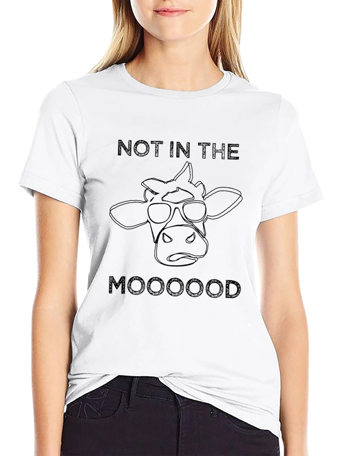 Not In The Mooooood Cow Graphic T-Shirt