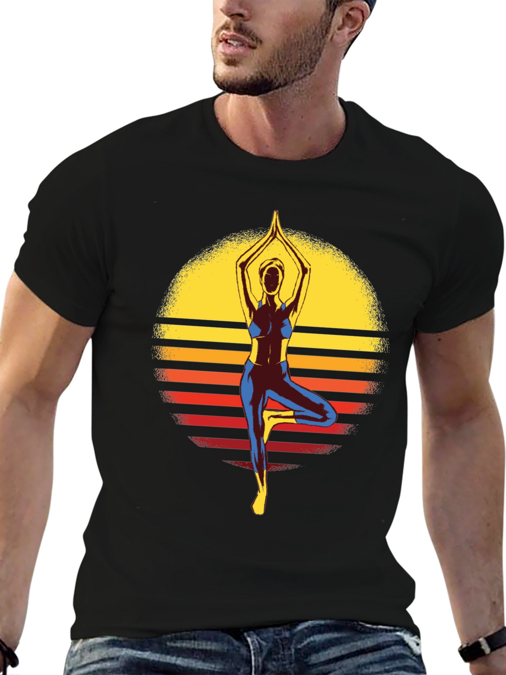 Yoga Sunset Graphic Tee - Tree Pose