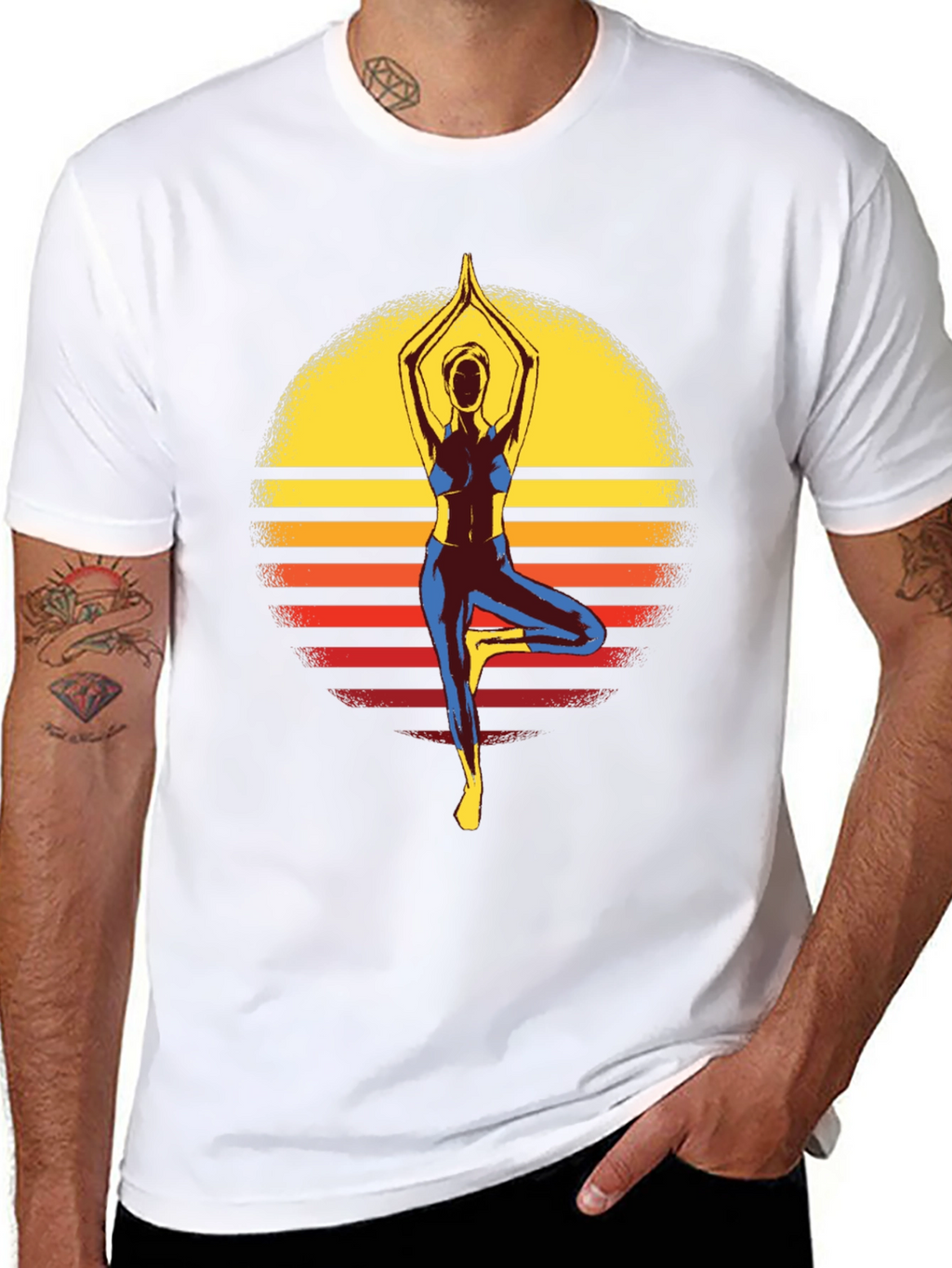 Yoga Sunset Graphic Tee - Tree Pose