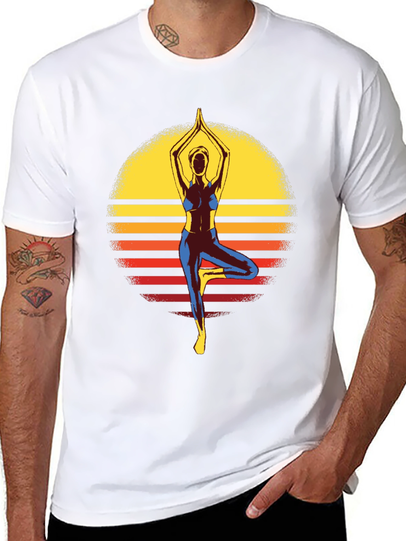 Yoga Sunset Graphic Tee - Tree Pose