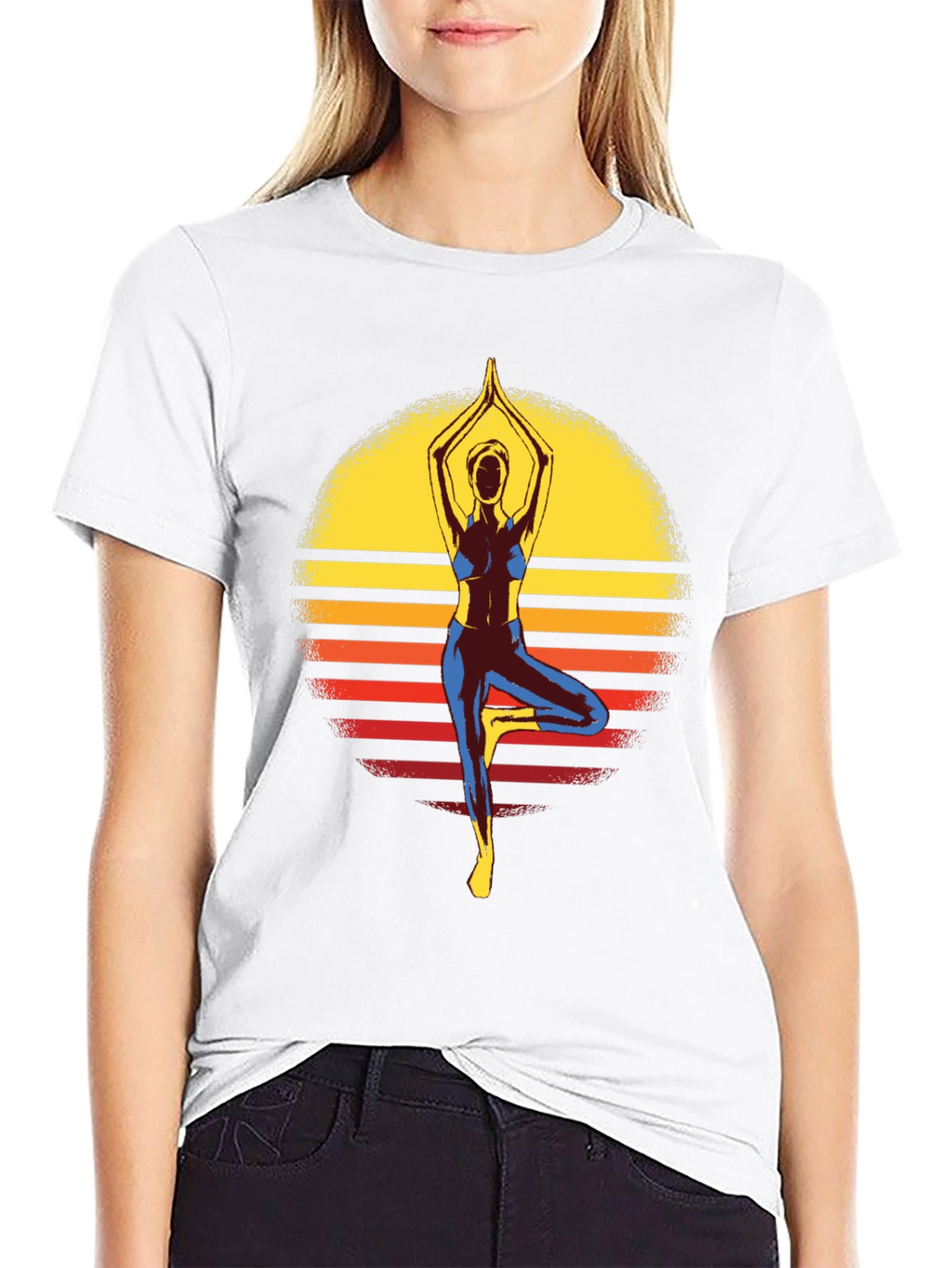 Yoga Sunset Graphic Tee - Tree Pose