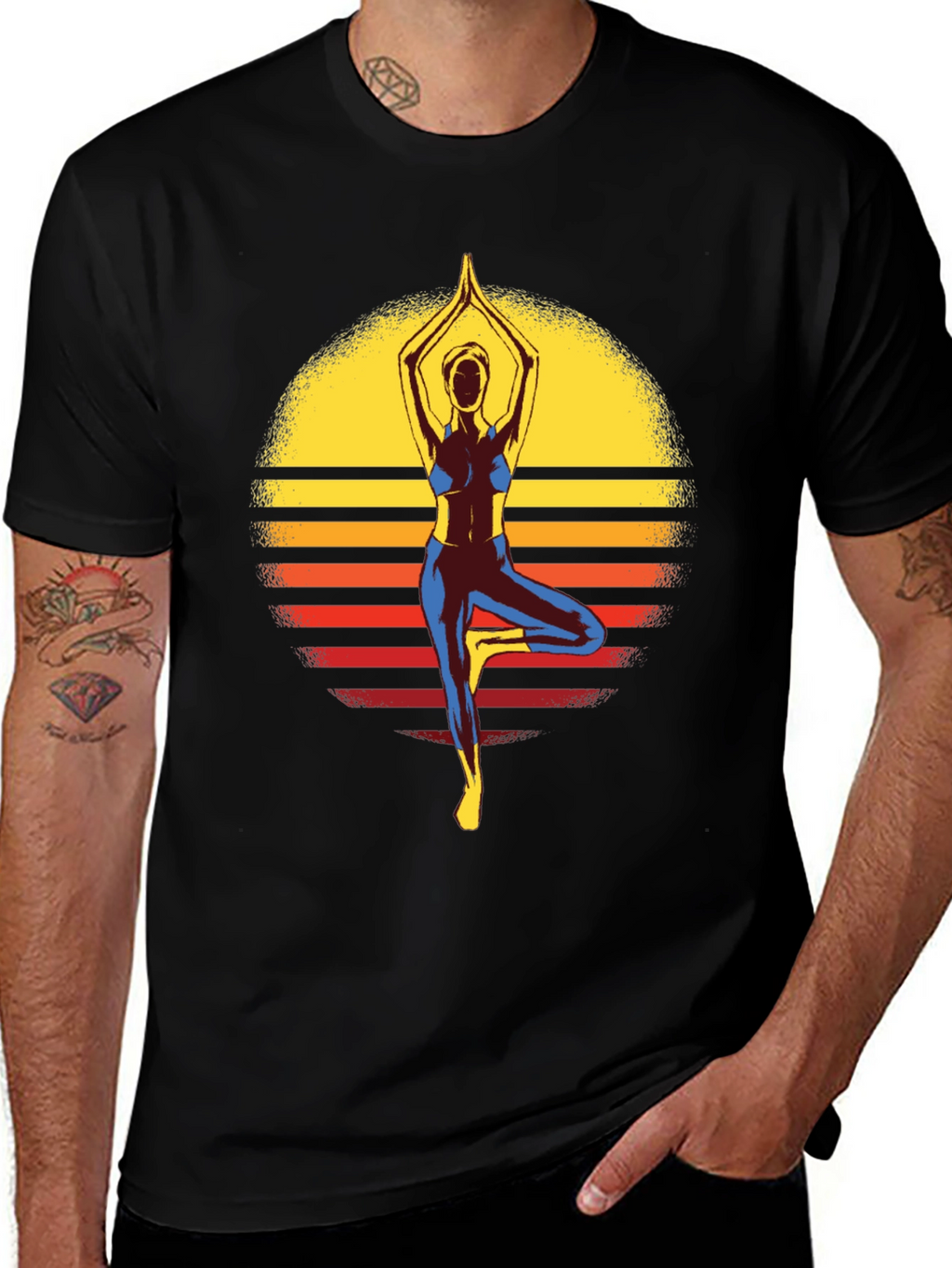 Yoga Sunset Graphic Tee - Tree Pose
