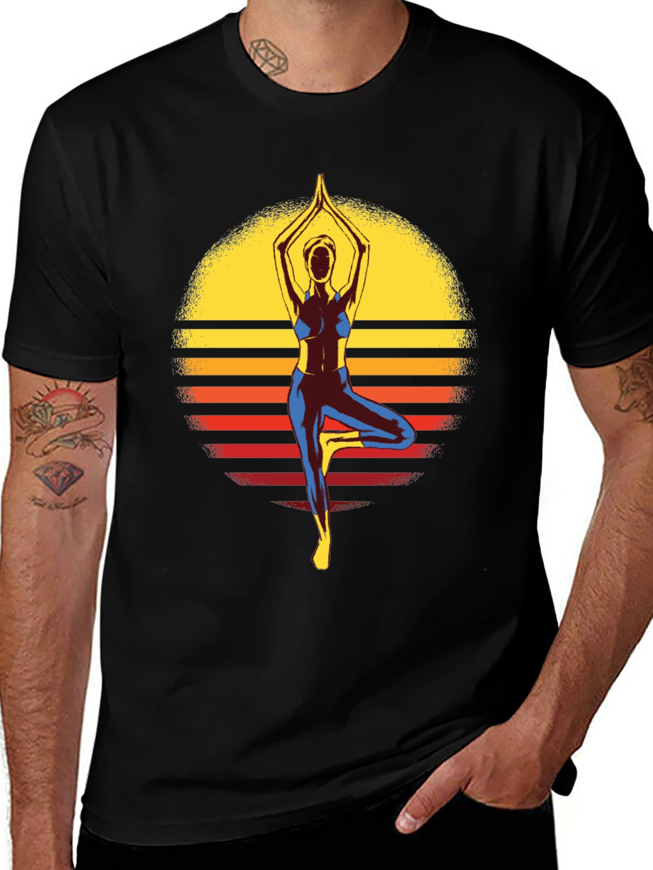 Yoga Sunset Graphic Tee - Tree Pose
