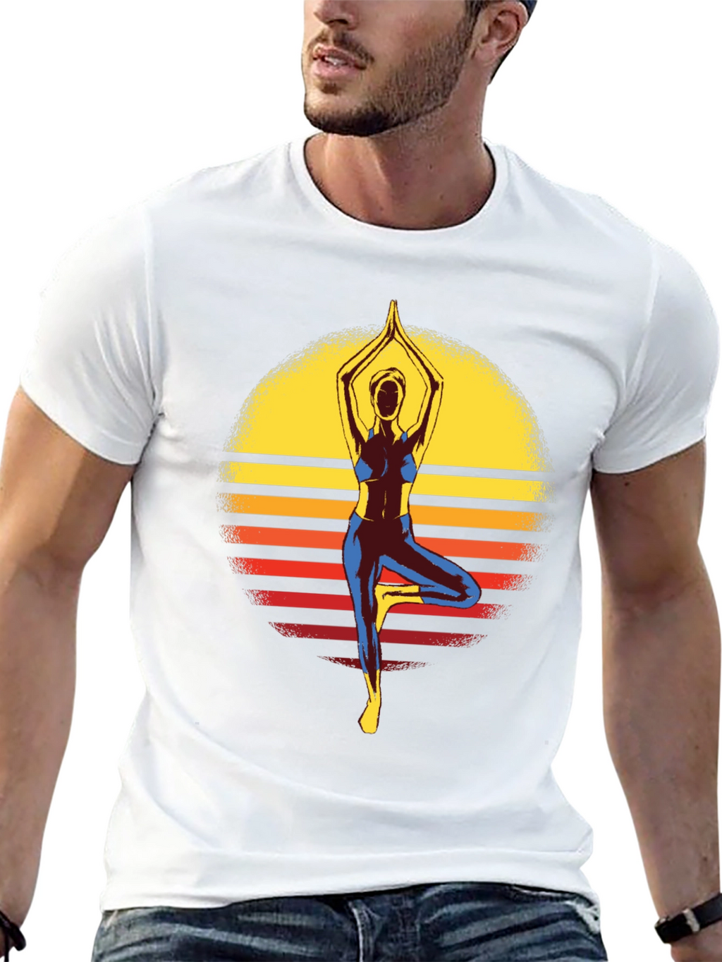 Yoga Sunset Graphic Tee - Tree Pose