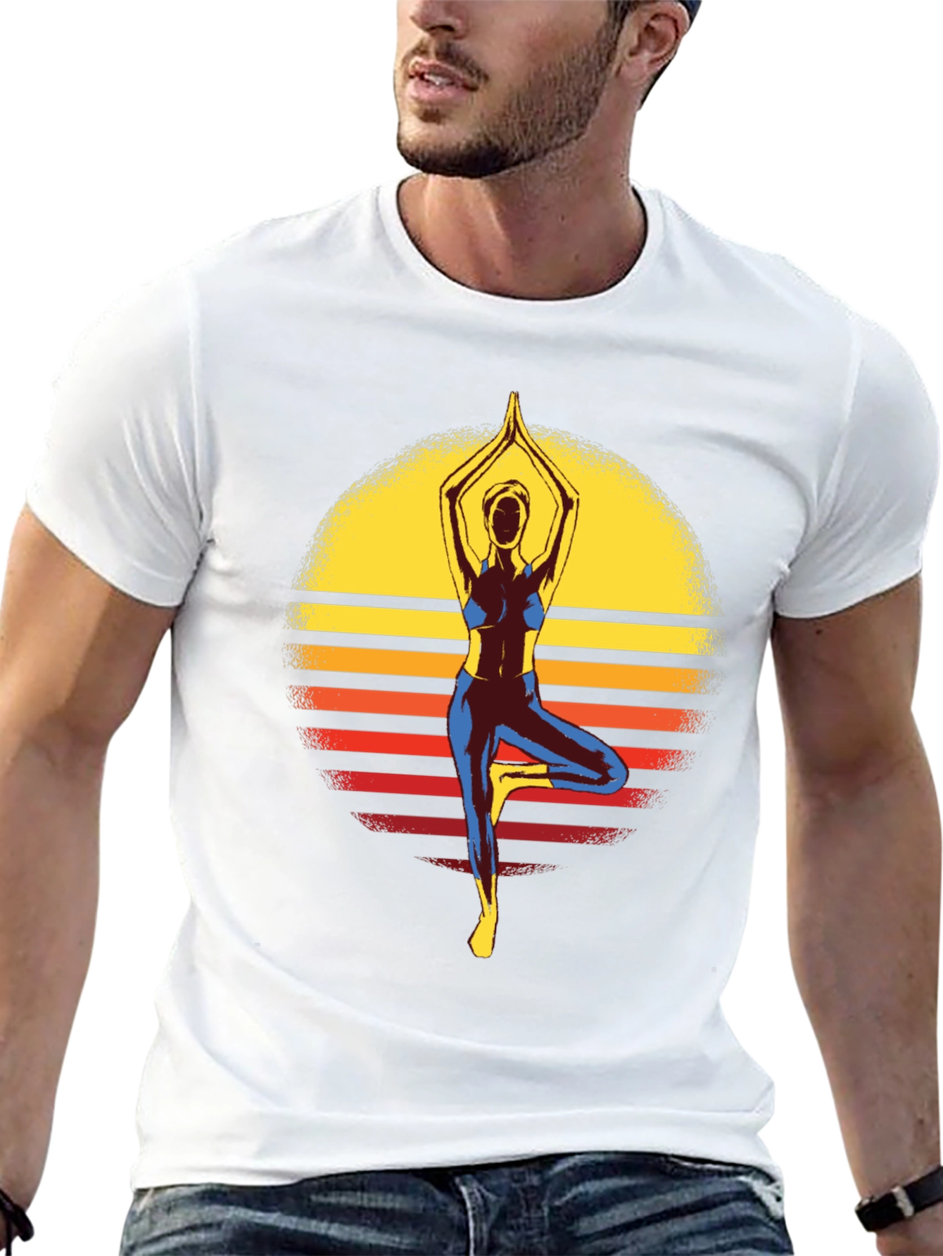 Yoga Sunset Graphic Tee - Tree Pose