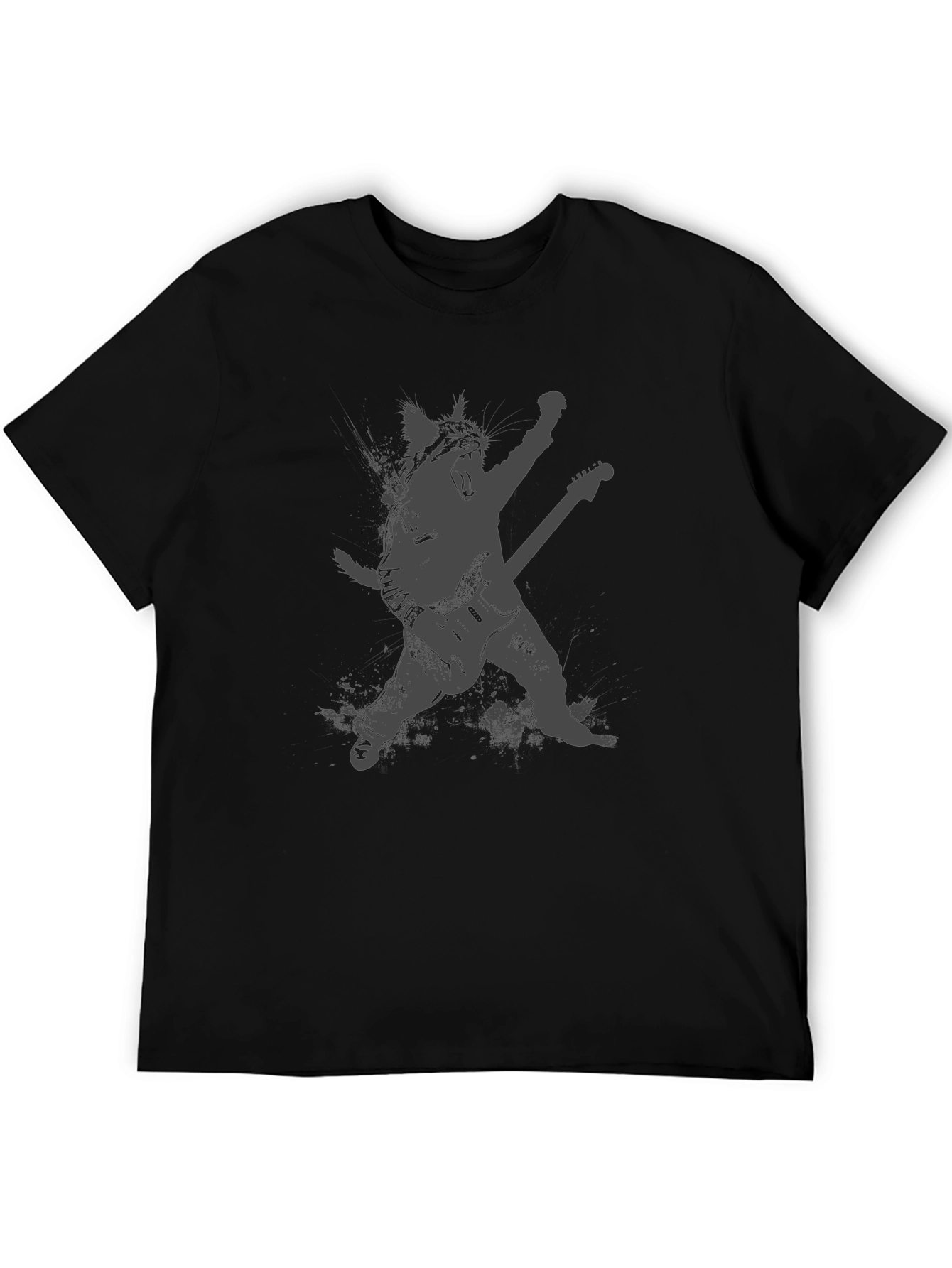 Rock Cat Black T-Shirt - Guitar Hero