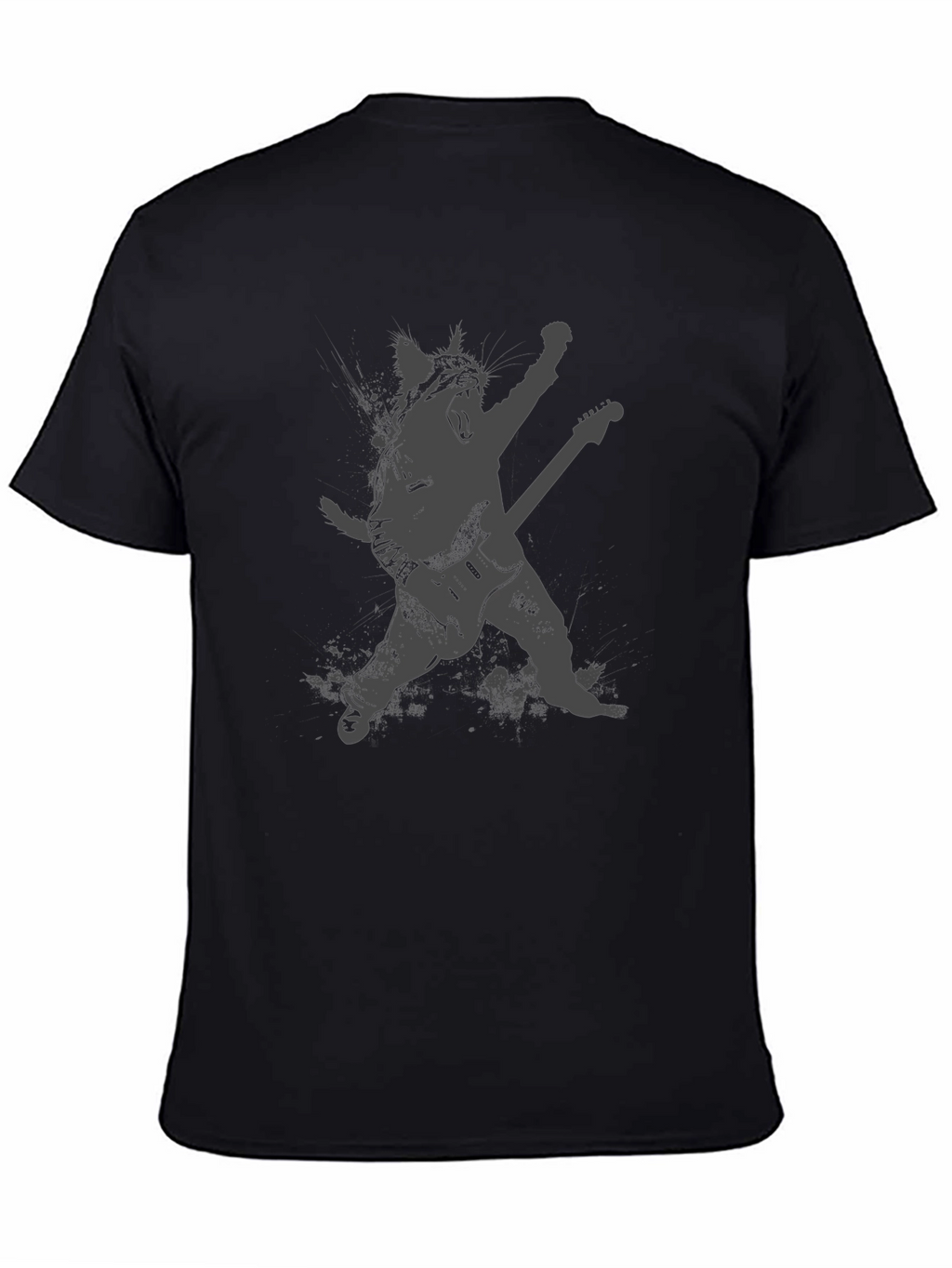 Rock Cat Black T-Shirt - Guitar Hero
