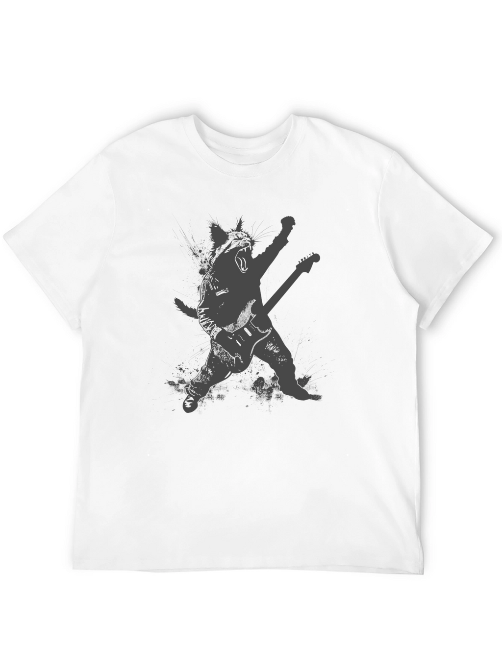 Rock Cat Black T-Shirt - Guitar Hero