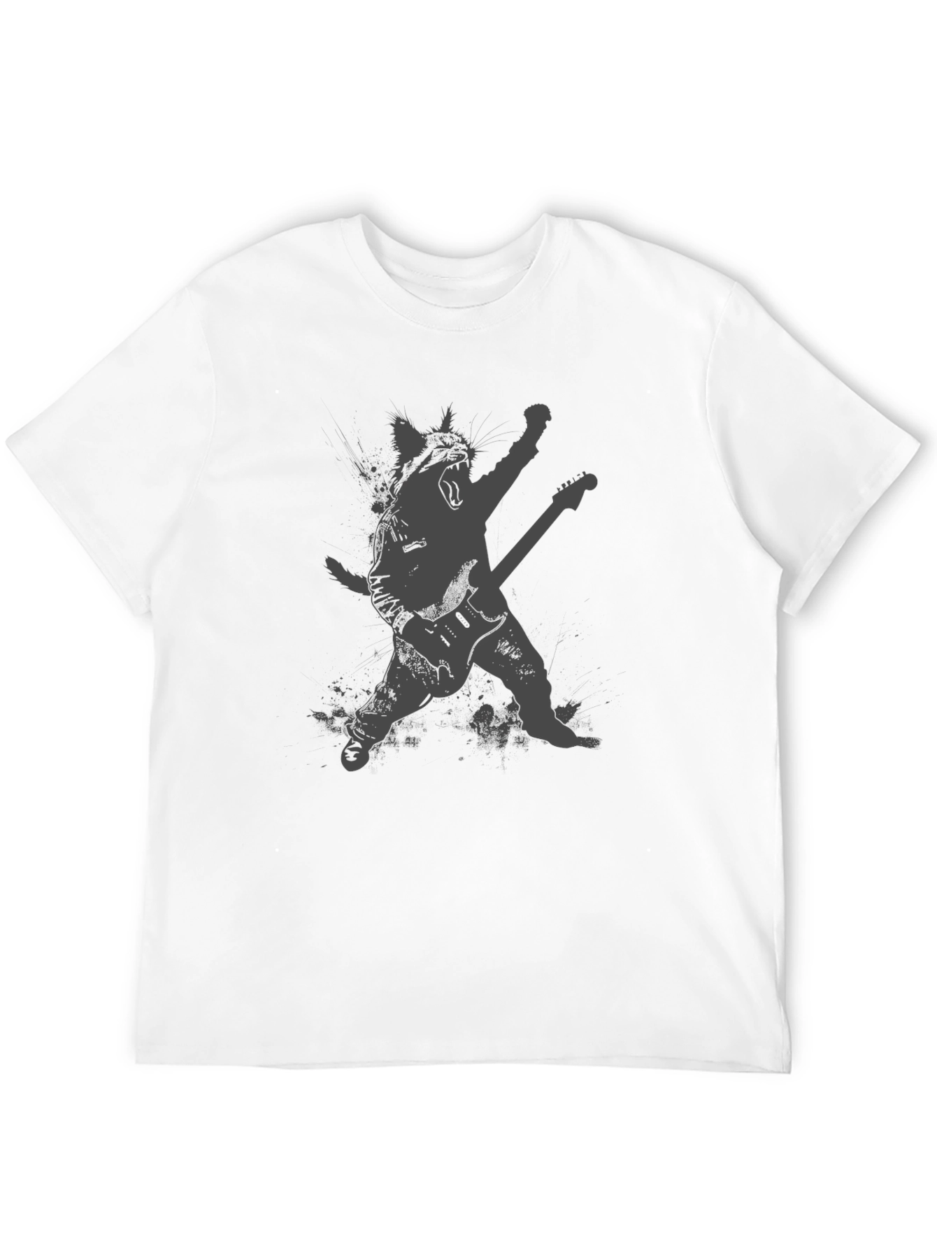 Rock Cat Black T-Shirt - Guitar Hero