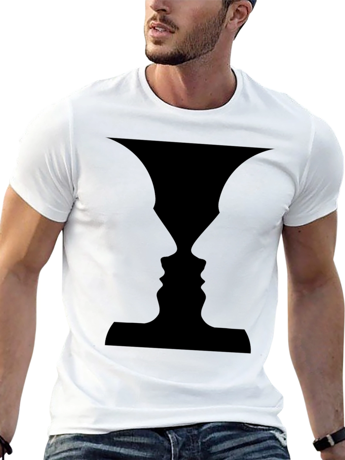 Optical Illusion Faces Black T-Shirt