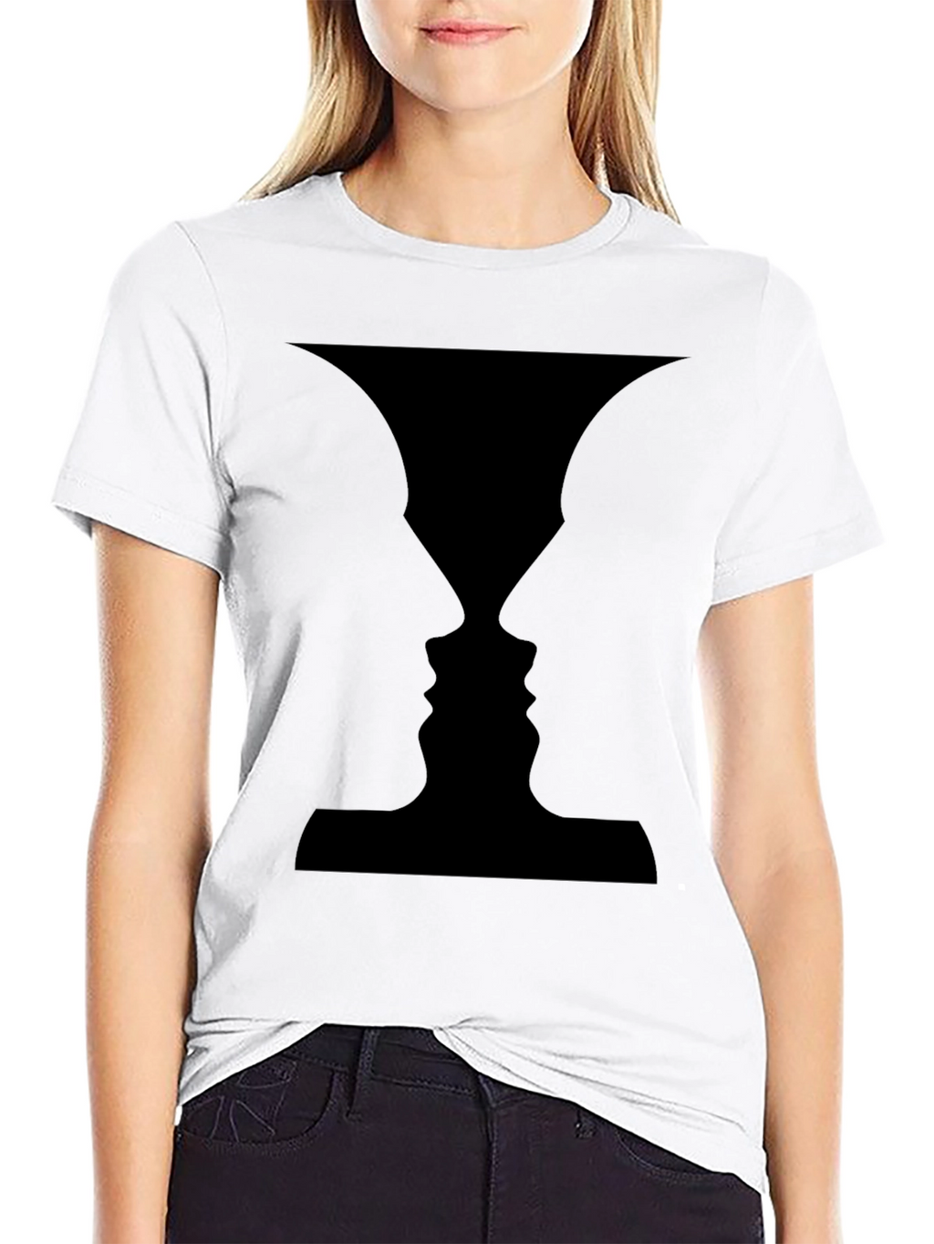 Optical Illusion Faces Black T-Shirt
