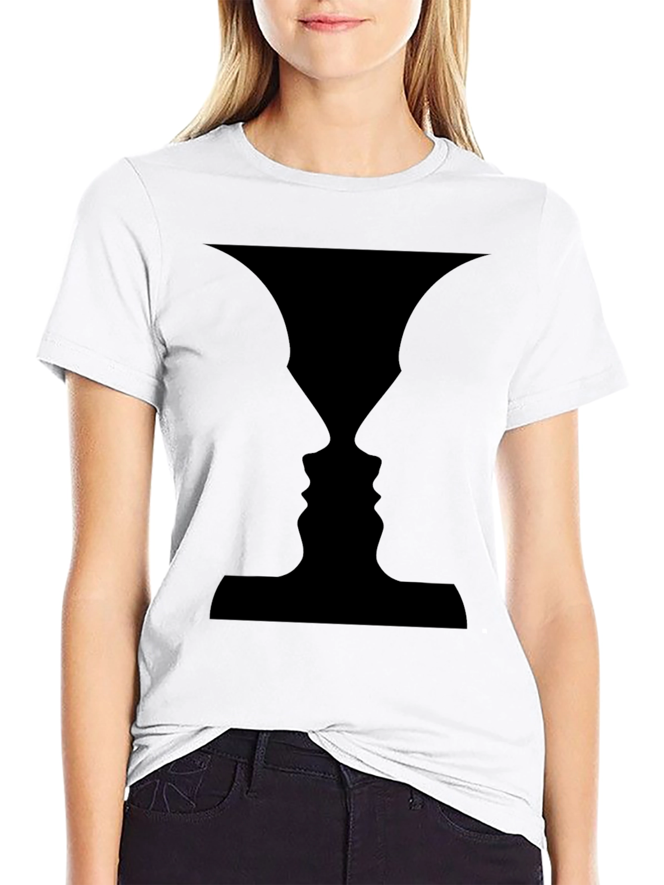 Optical Illusion Faces Black T-Shirt