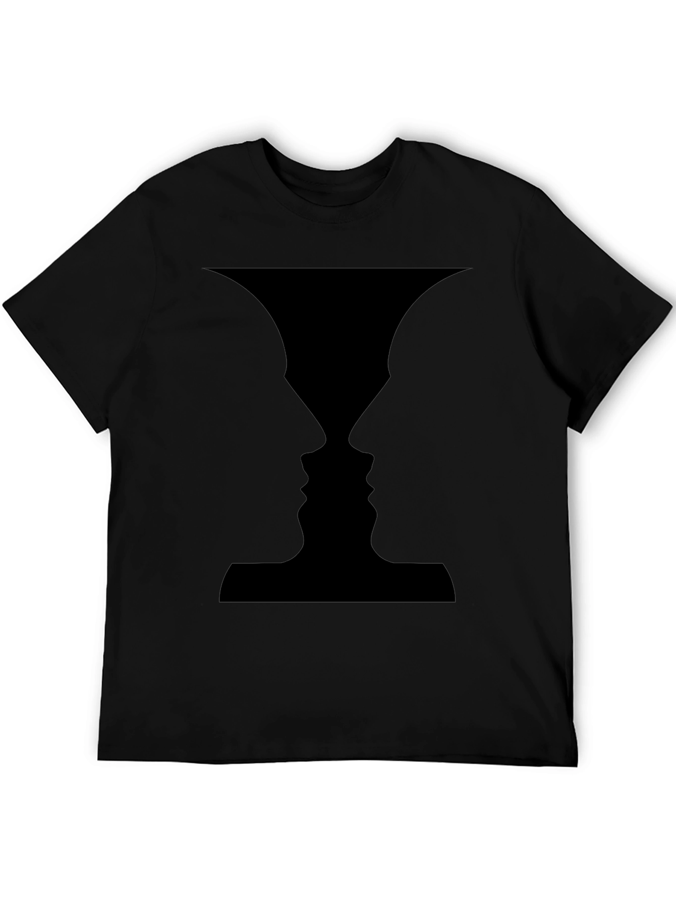 Optical Illusion Faces Black T-Shirt