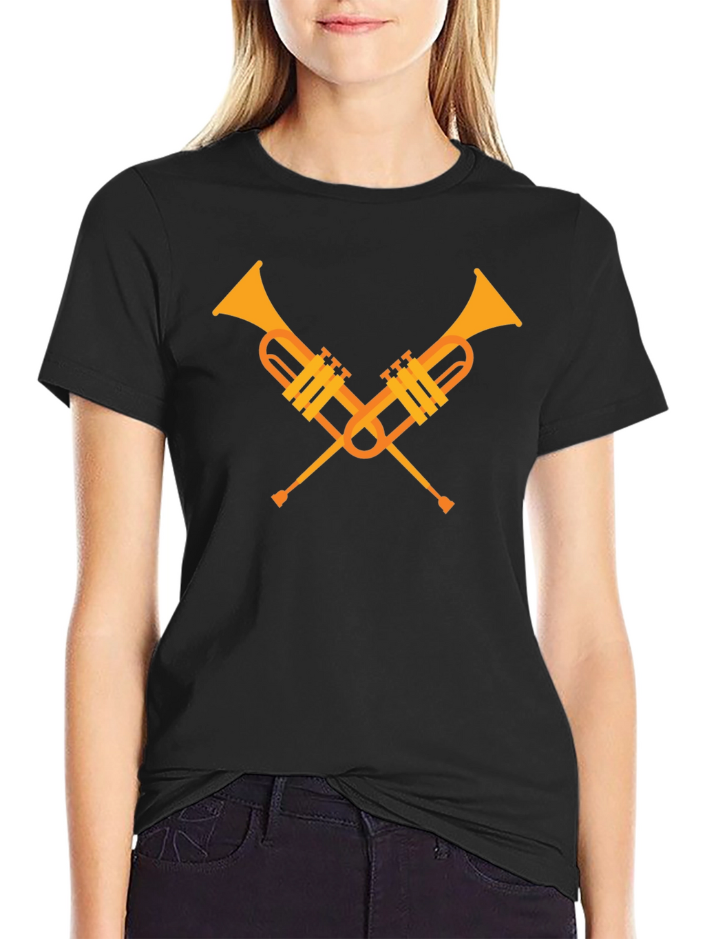 Crossed Trumpets Graphic Tee - Black