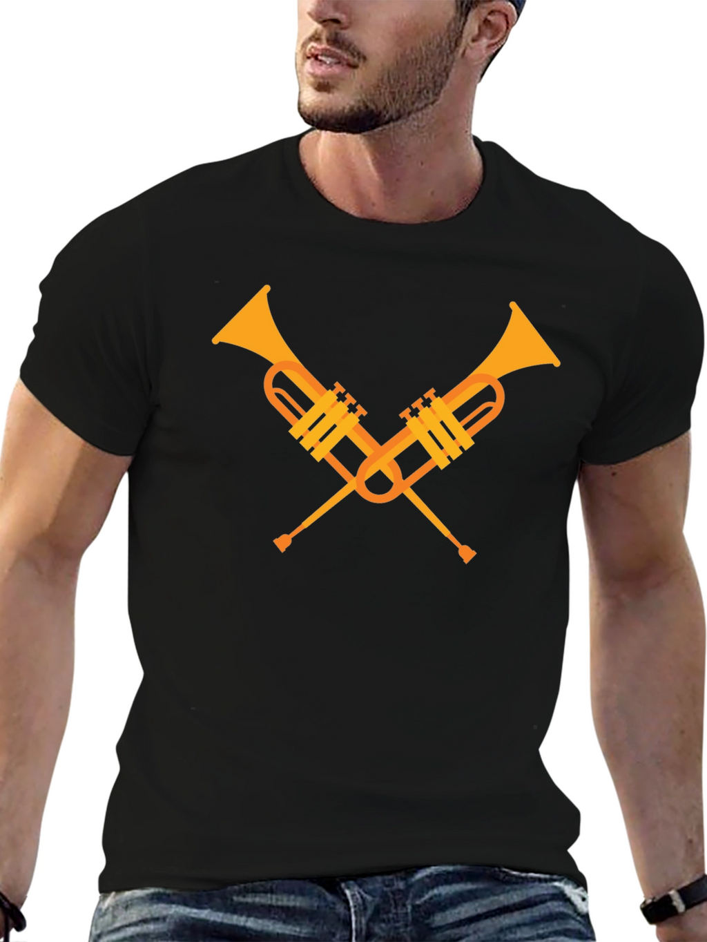 Crossed Trumpets Graphic Tee - Black