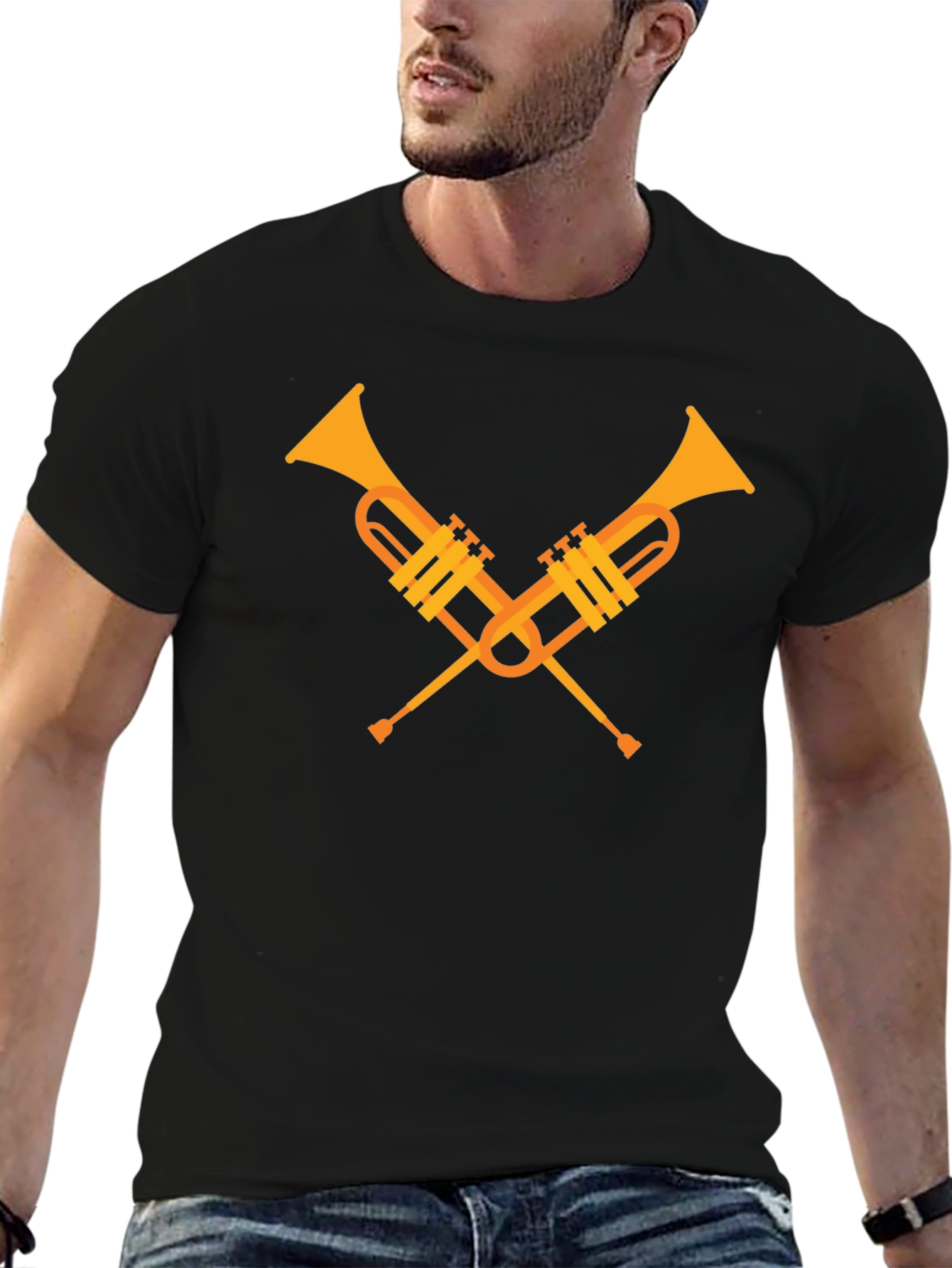Crossed Trumpets Graphic Tee - Black