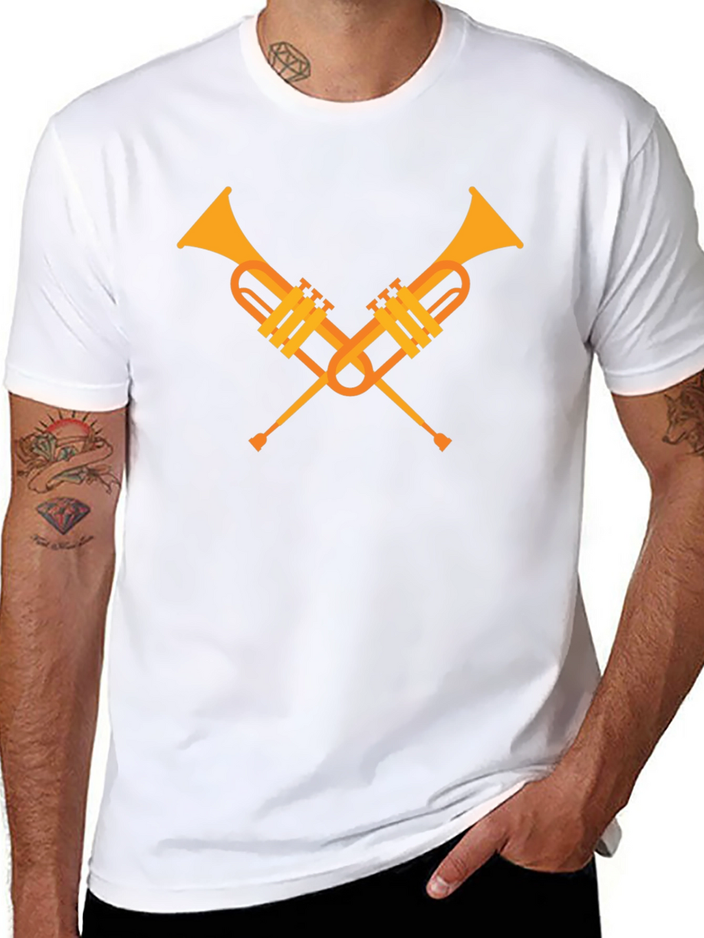 Crossed Trumpets Graphic Tee - Black