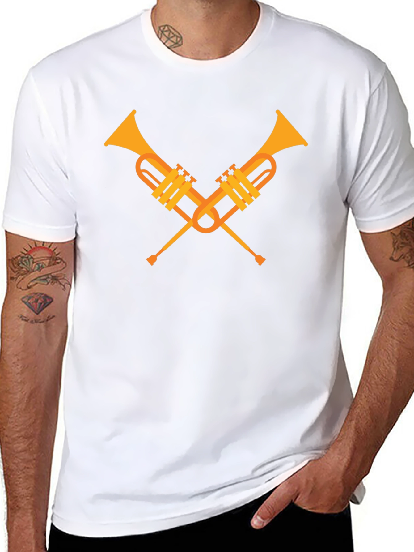 Crossed Trumpets Graphic Tee - Black