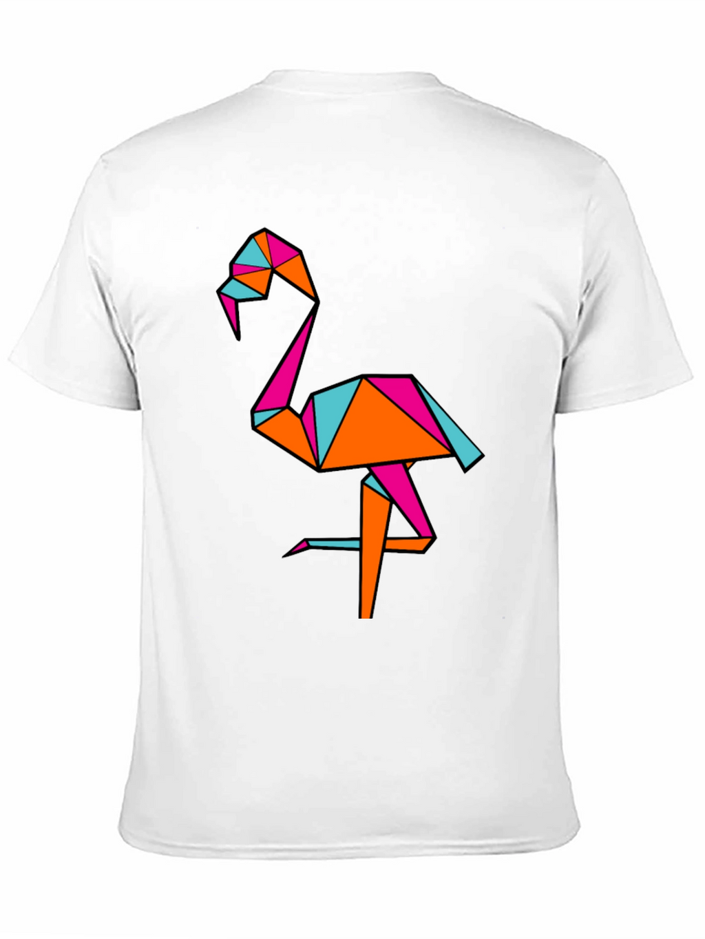 Geometric Flamingo Black T-Shirt