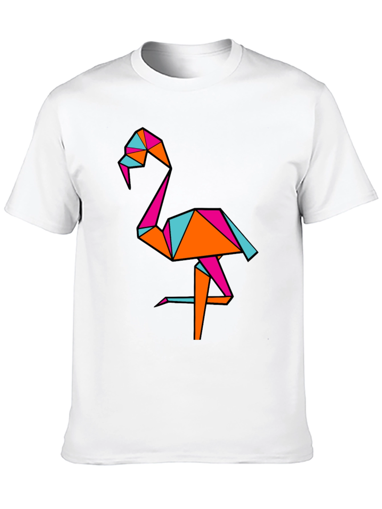 Geometric Flamingo Black T-Shirt