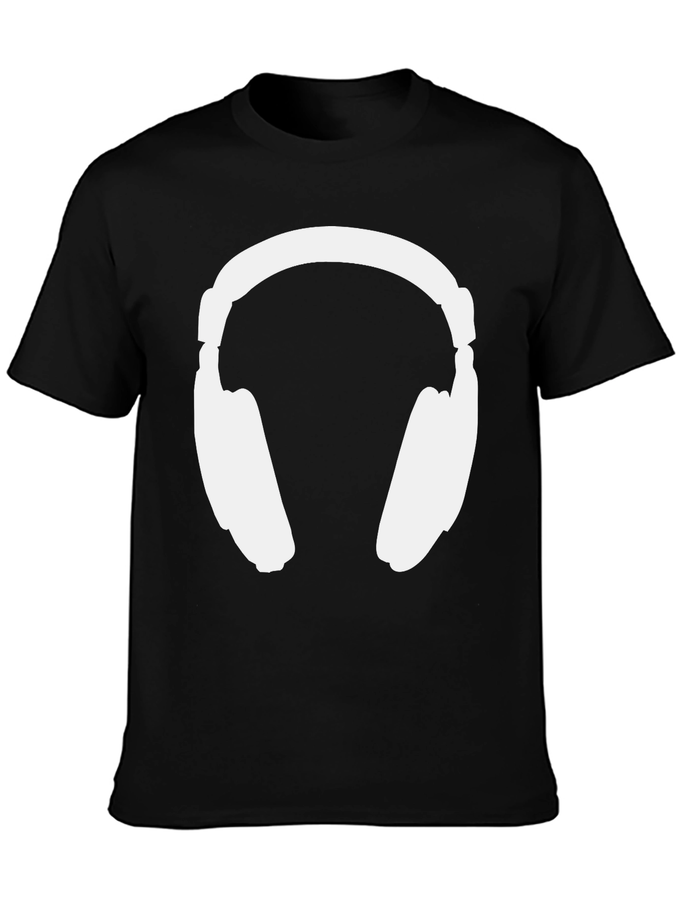 Headphones Graphic Tee - Black Cotton Comfort