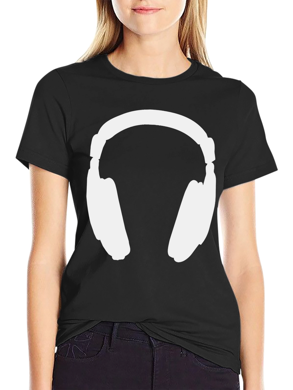 Headphones Graphic Tee - Black Cotton Comfort