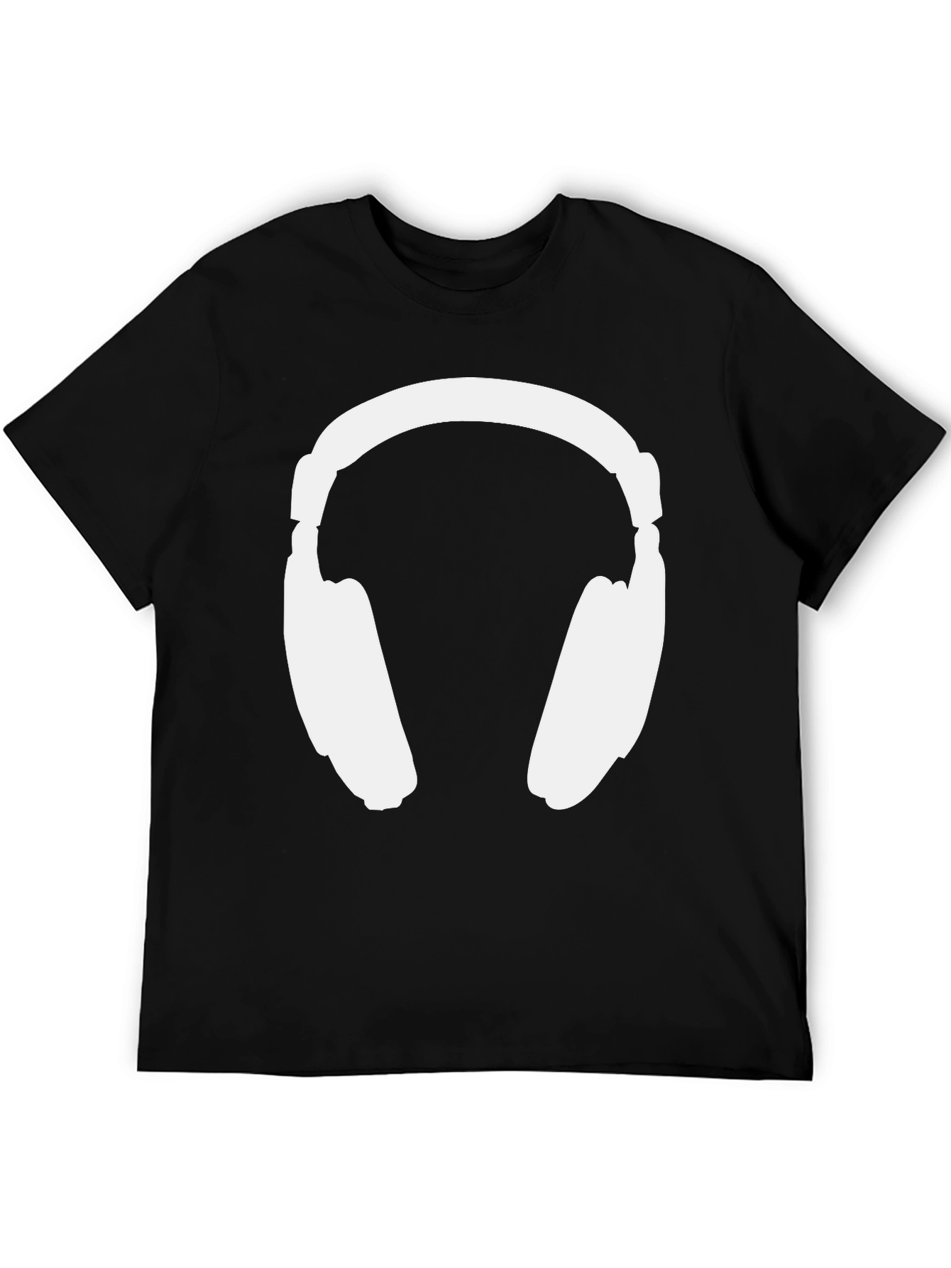 Headphones Graphic Tee - Black Cotton Comfort