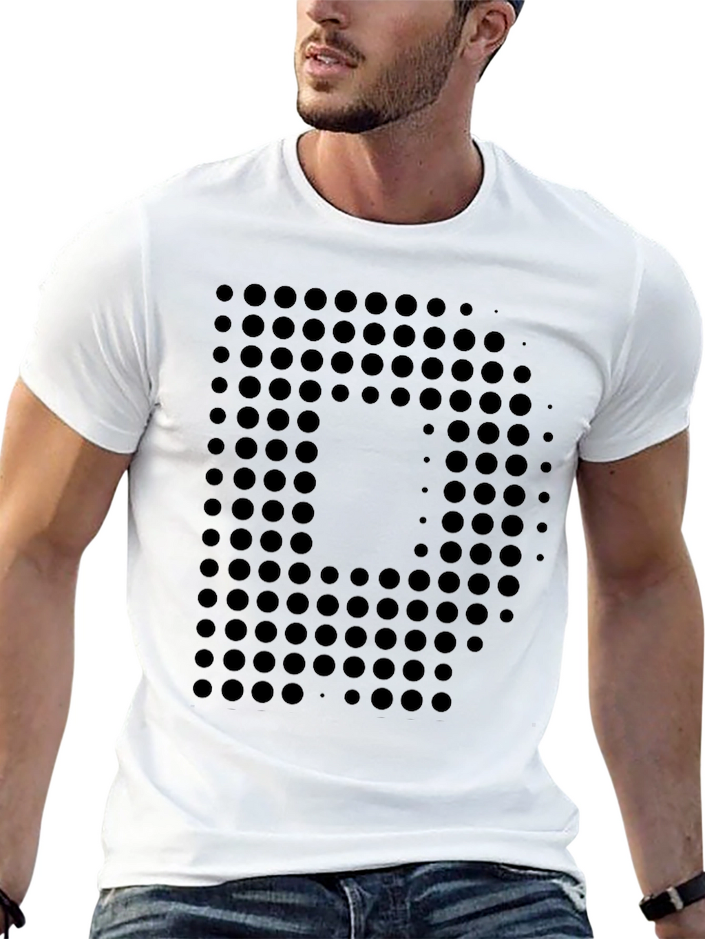 Abstract Dot Pattern Black T-Shirt