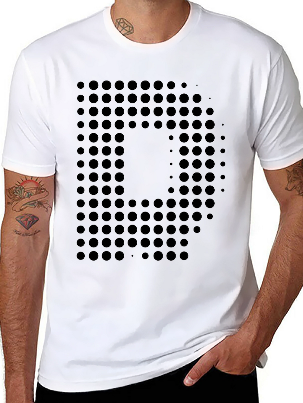 Abstract Dot Pattern Black T-Shirt