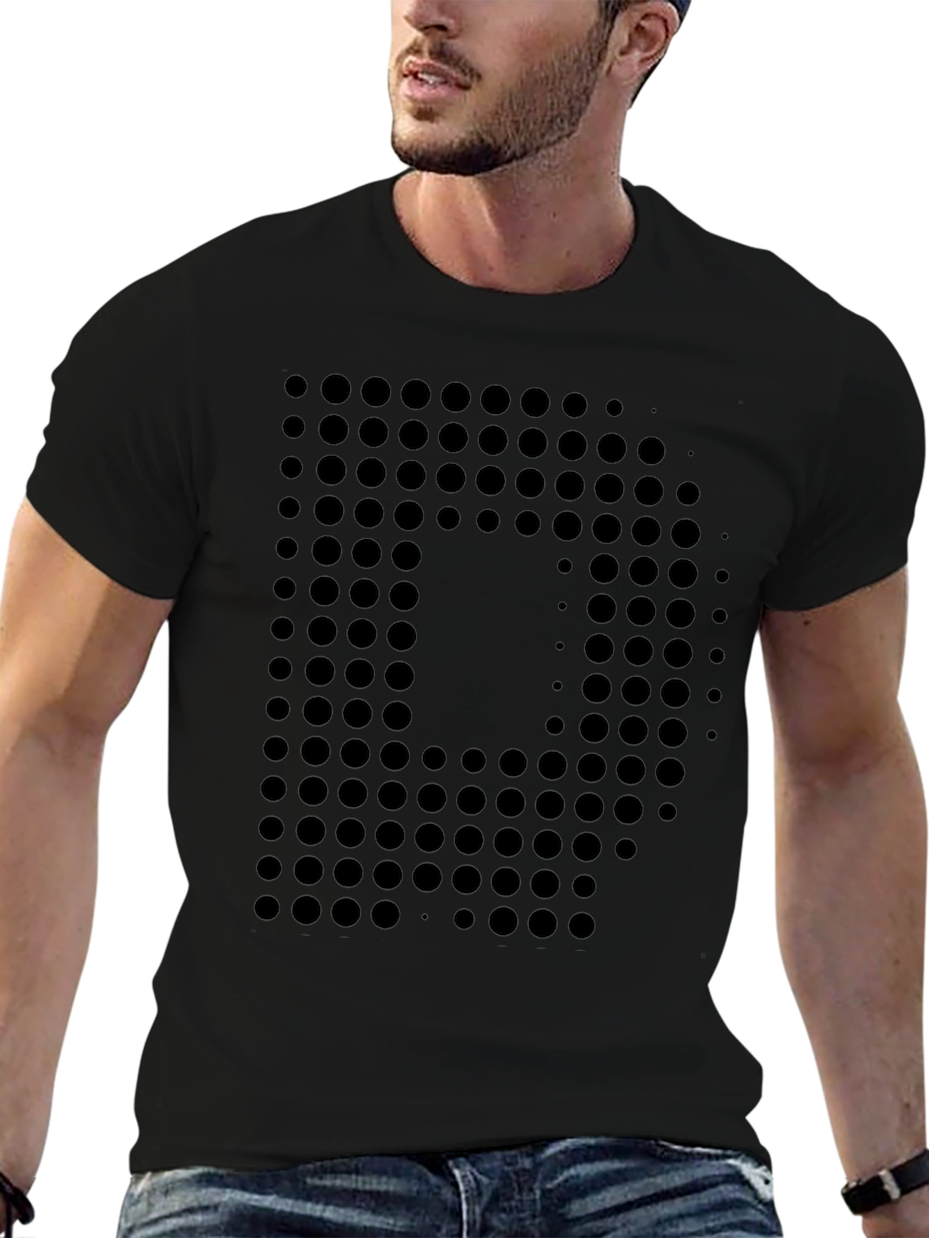 Abstract Dot Pattern Black T-Shirt