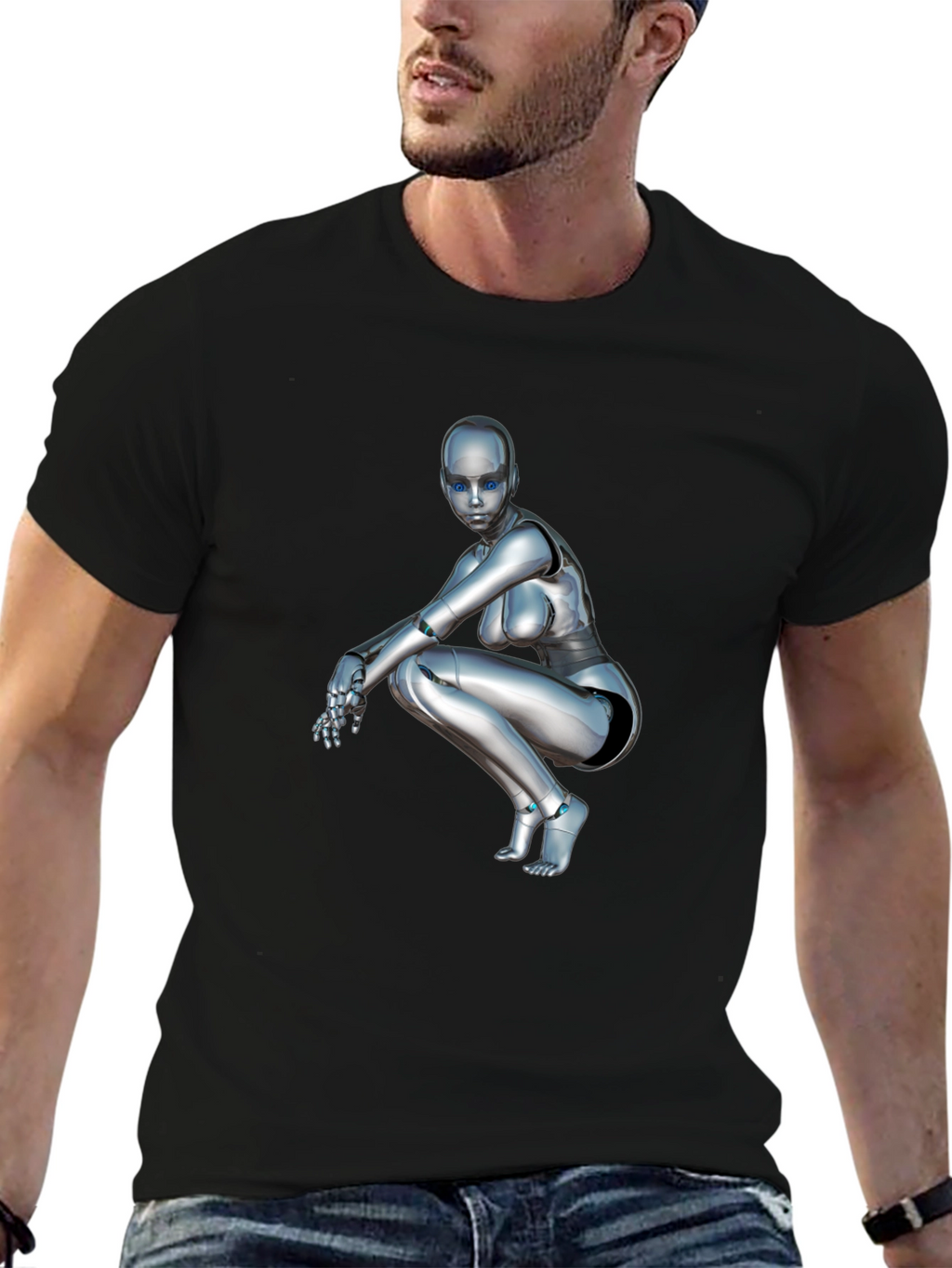 Robot Girl Graphic Tee - Sci-Fi Fashion