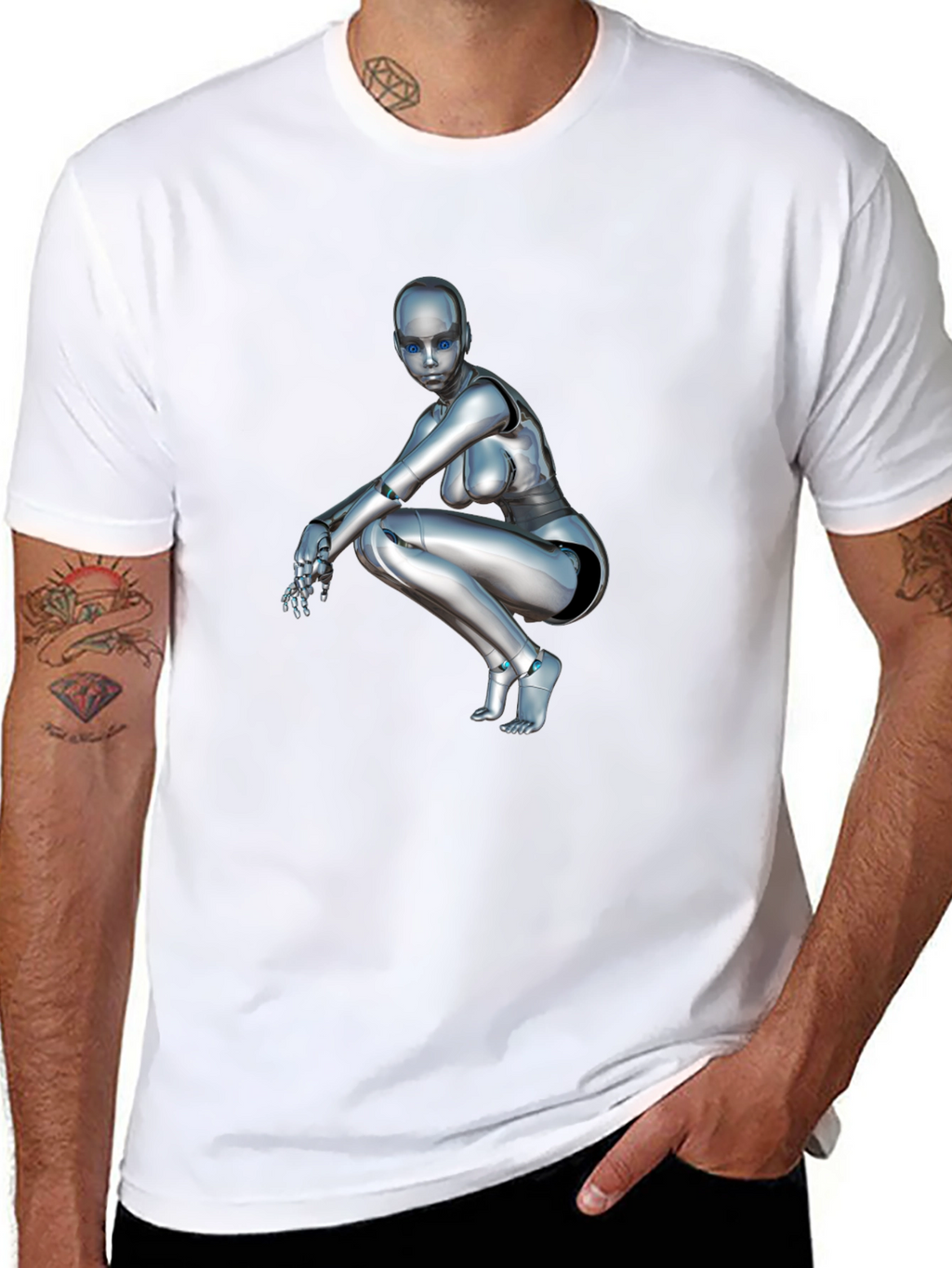 Robot Girl Graphic Tee - Sci-Fi Fashion