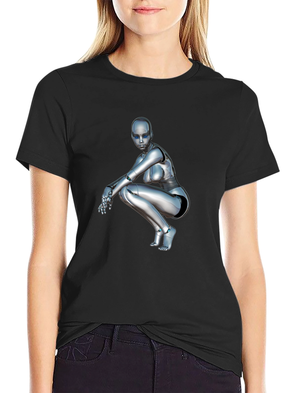 Robot Girl Graphic Tee - Sci-Fi Fashion