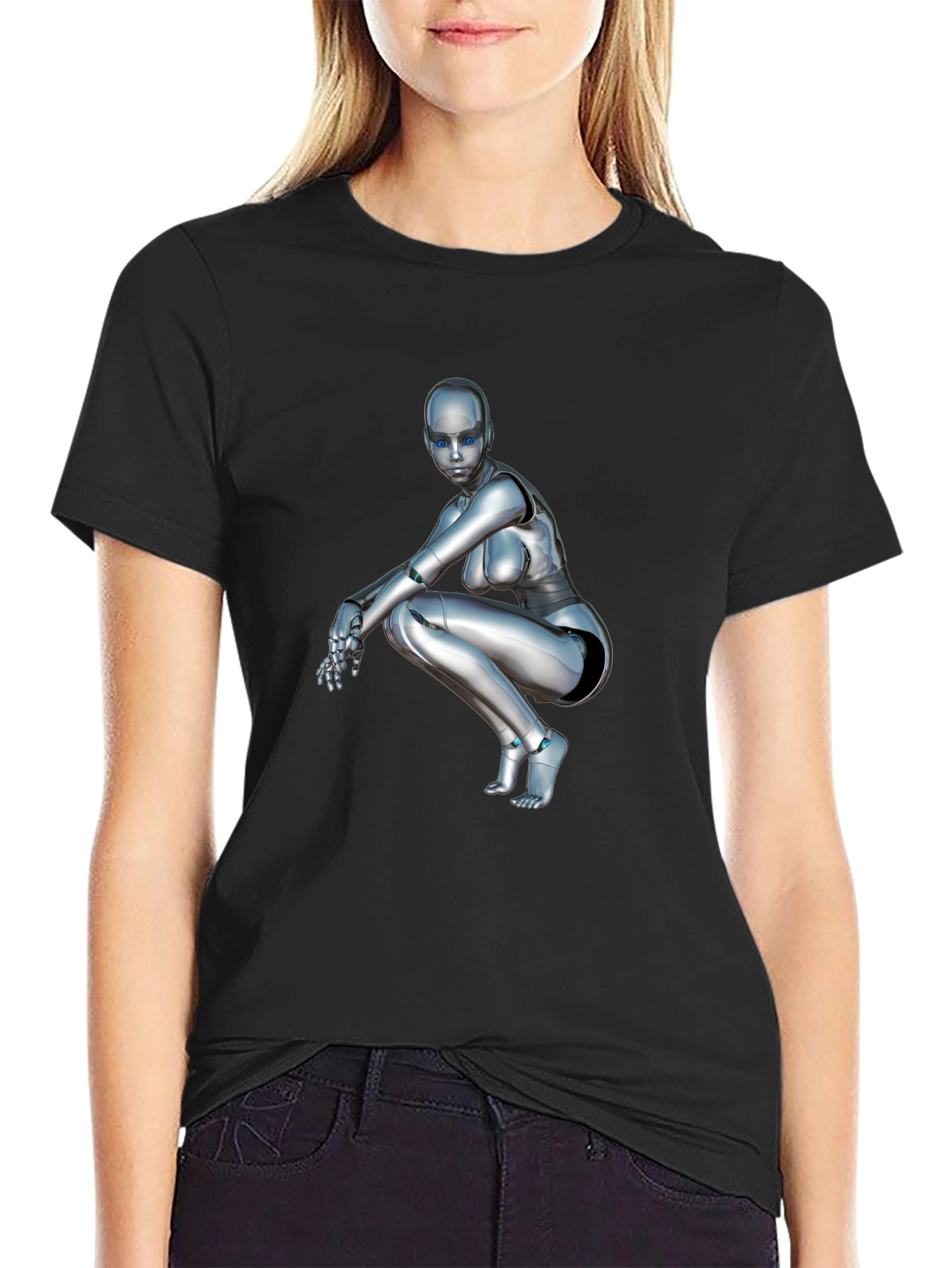 Robot Girl Graphic Tee - Sci-Fi Fashion