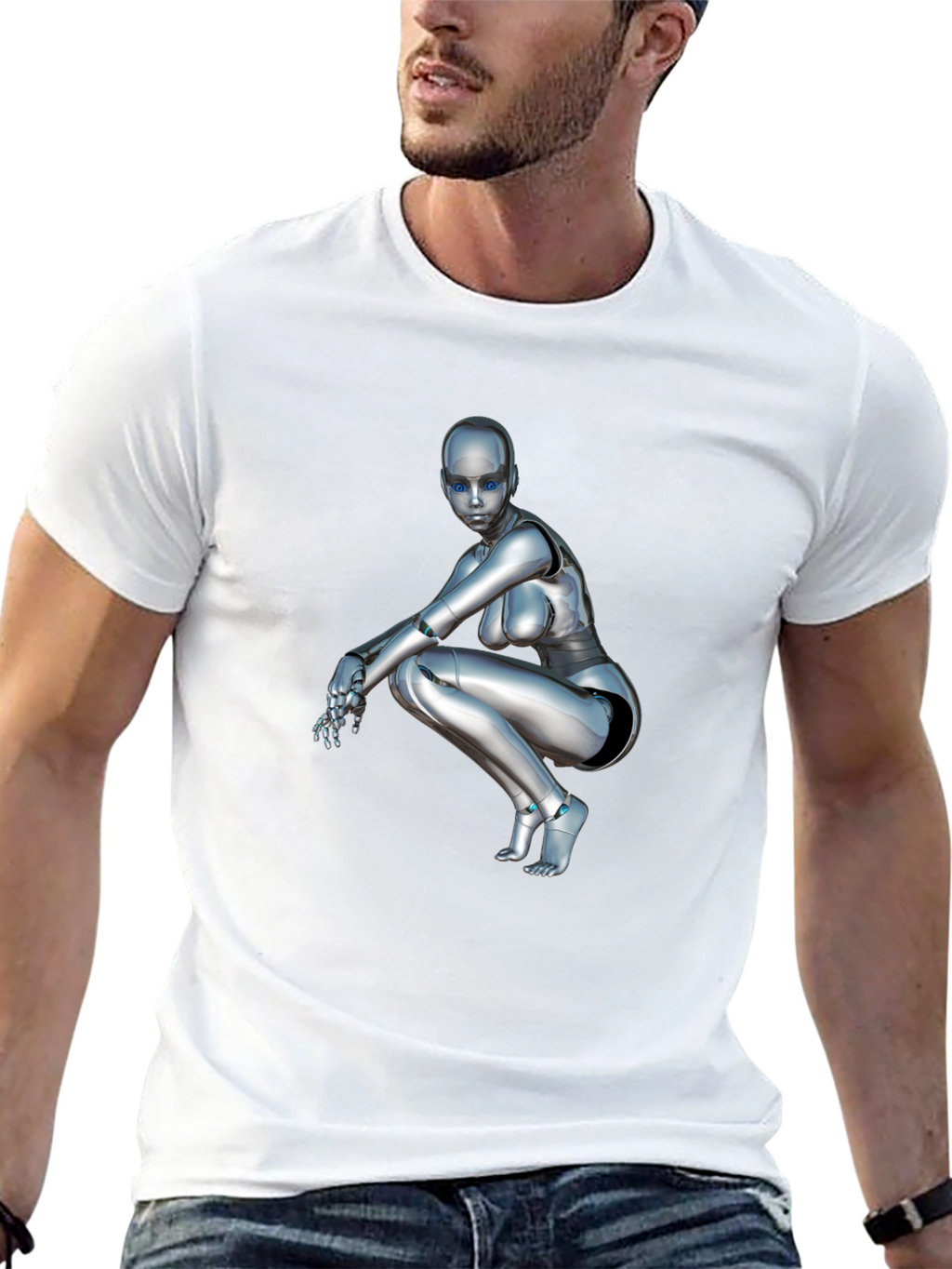 Robot Girl Graphic Tee - Sci-Fi Fashion