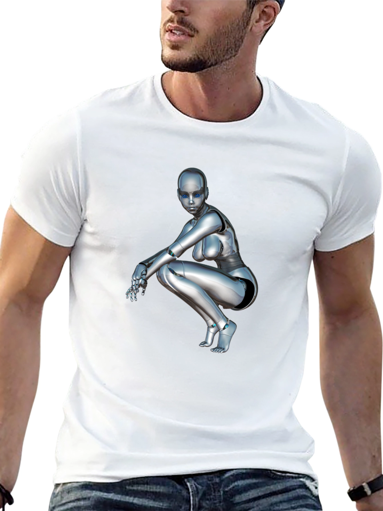 Robot Girl Graphic Tee - Sci-Fi Fashion