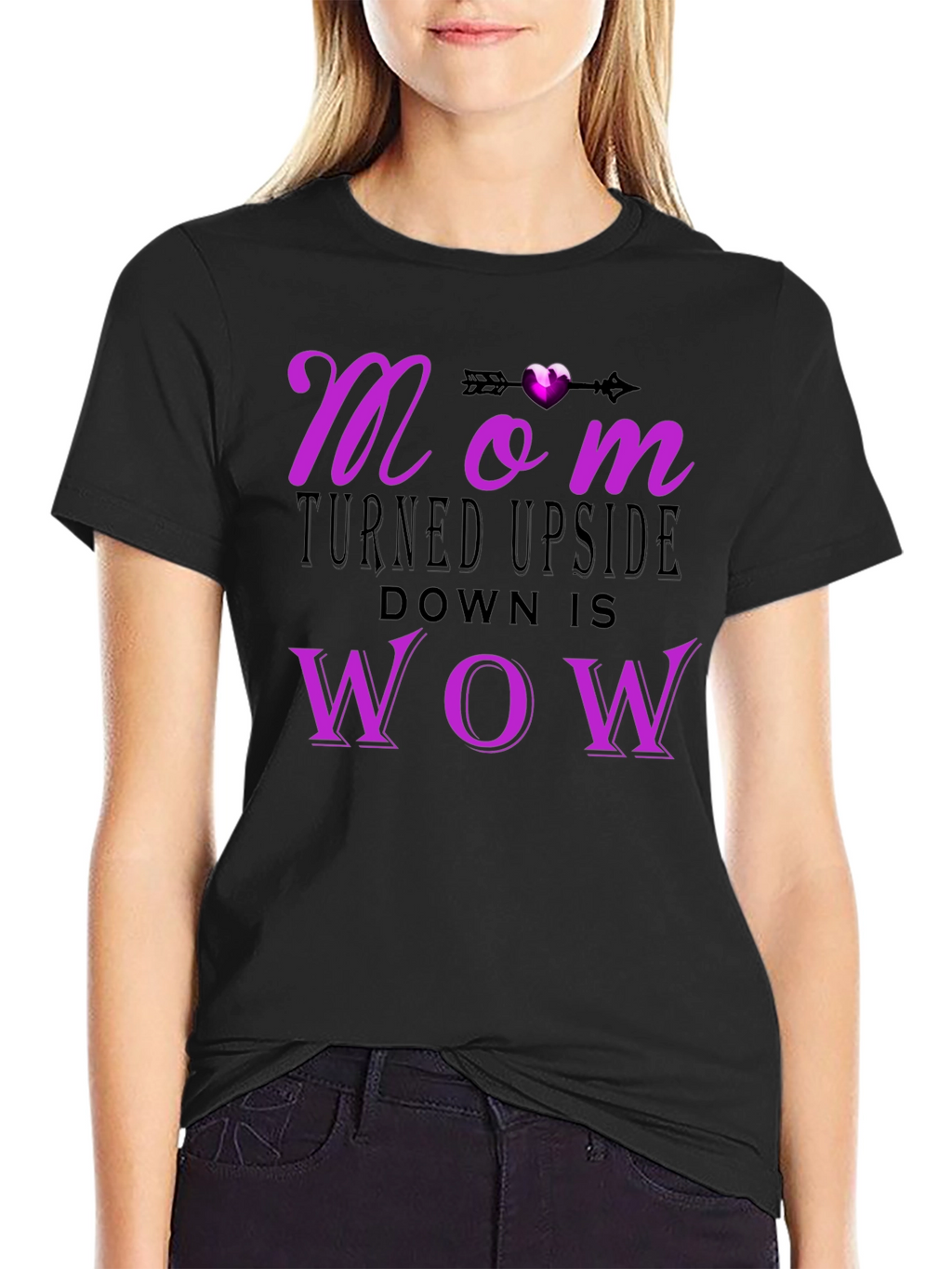 Mom Turned Upside Down WOW T-Shirt