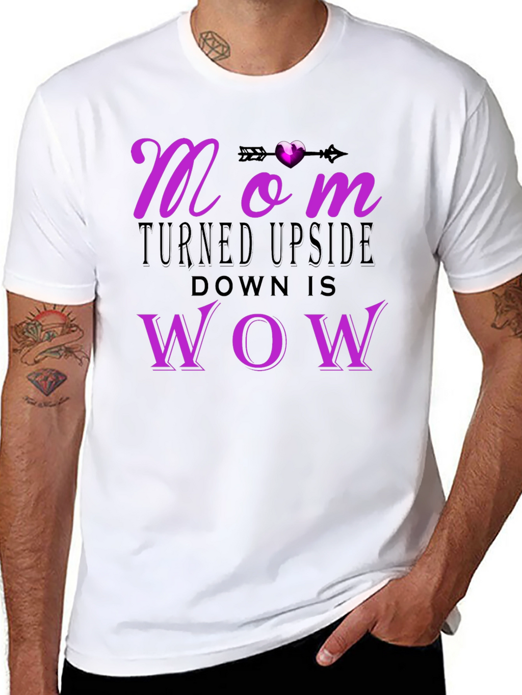 Mom Turned Upside Down WOW T-Shirt