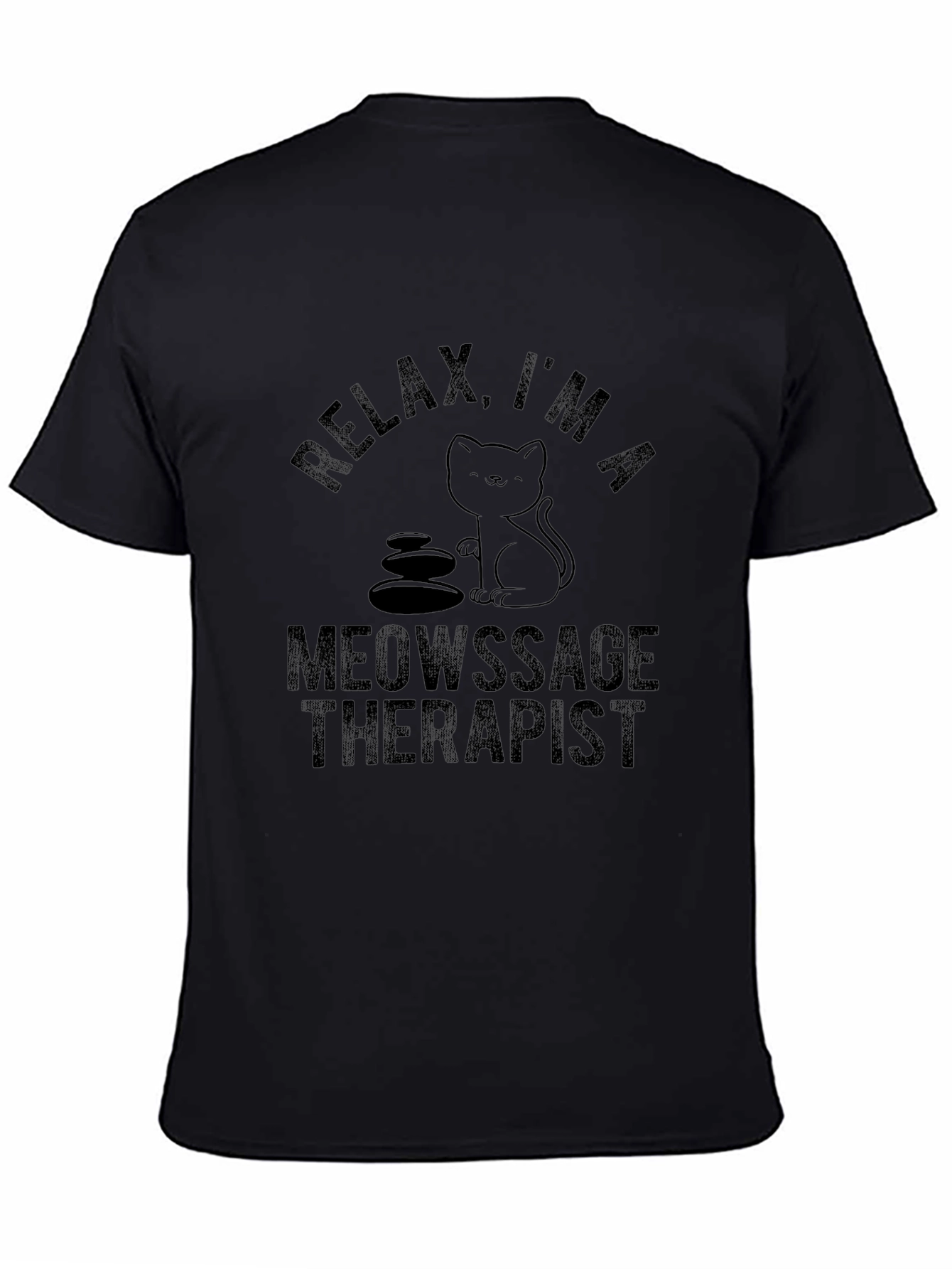 Relax Meowsage Therapist Black T-Shirt