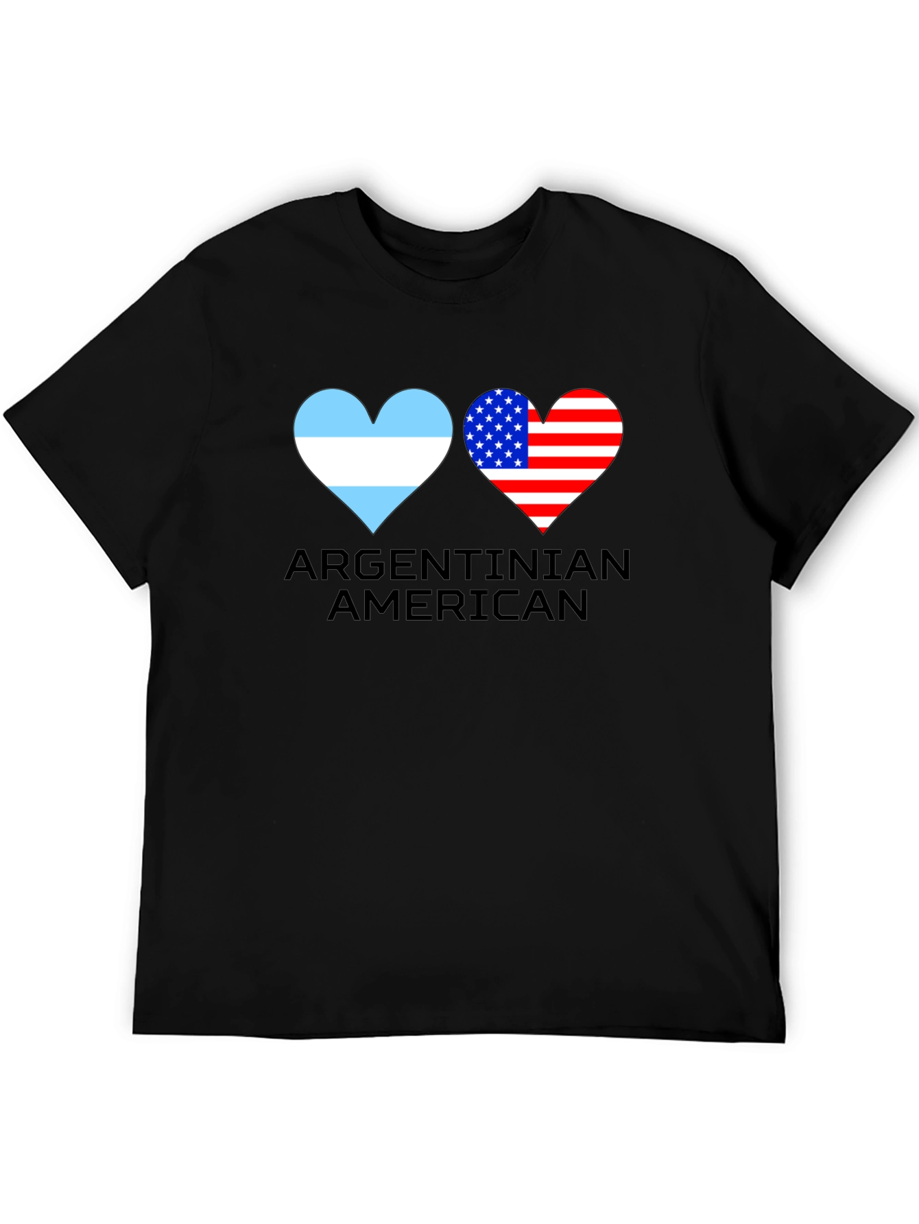 Argentinian American Flag Heart Graphic T-Shirt