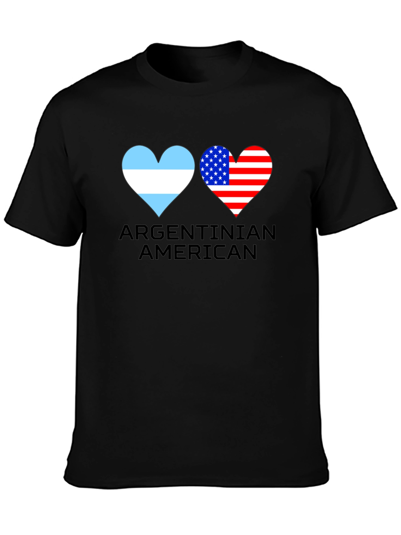Argentinian American Flag Heart Graphic T-Shirt