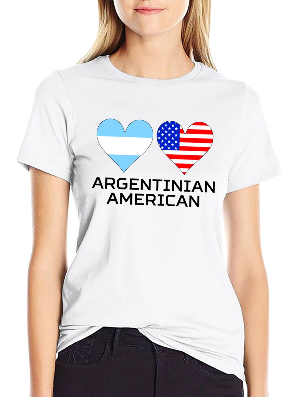 Argentinian American Flag Heart Graphic T-Shirt